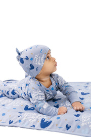 John 3:16 Blue Pj Footed Onesie Bamboo