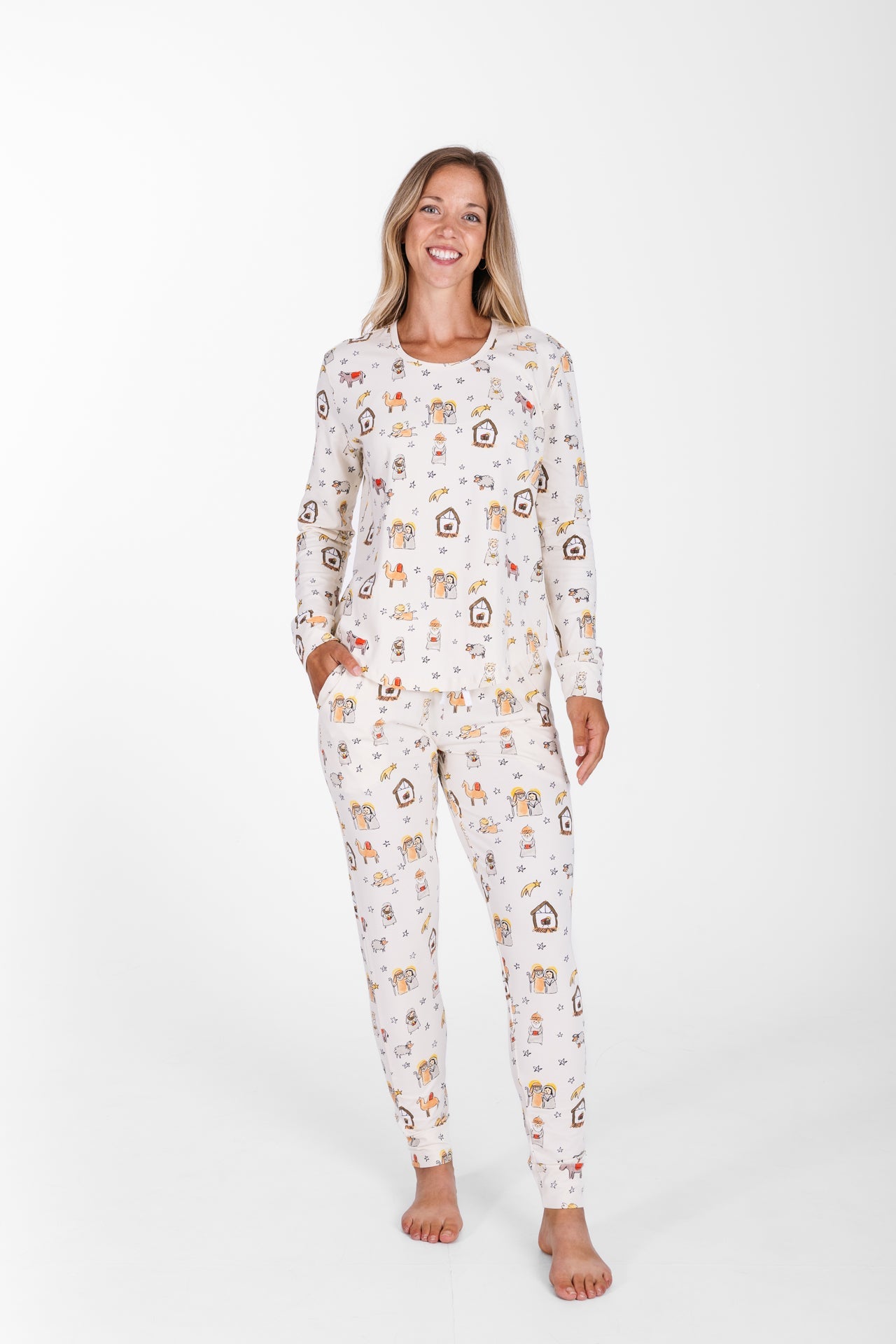 Away In A Manger Womens Jogger Pj Set Cotton