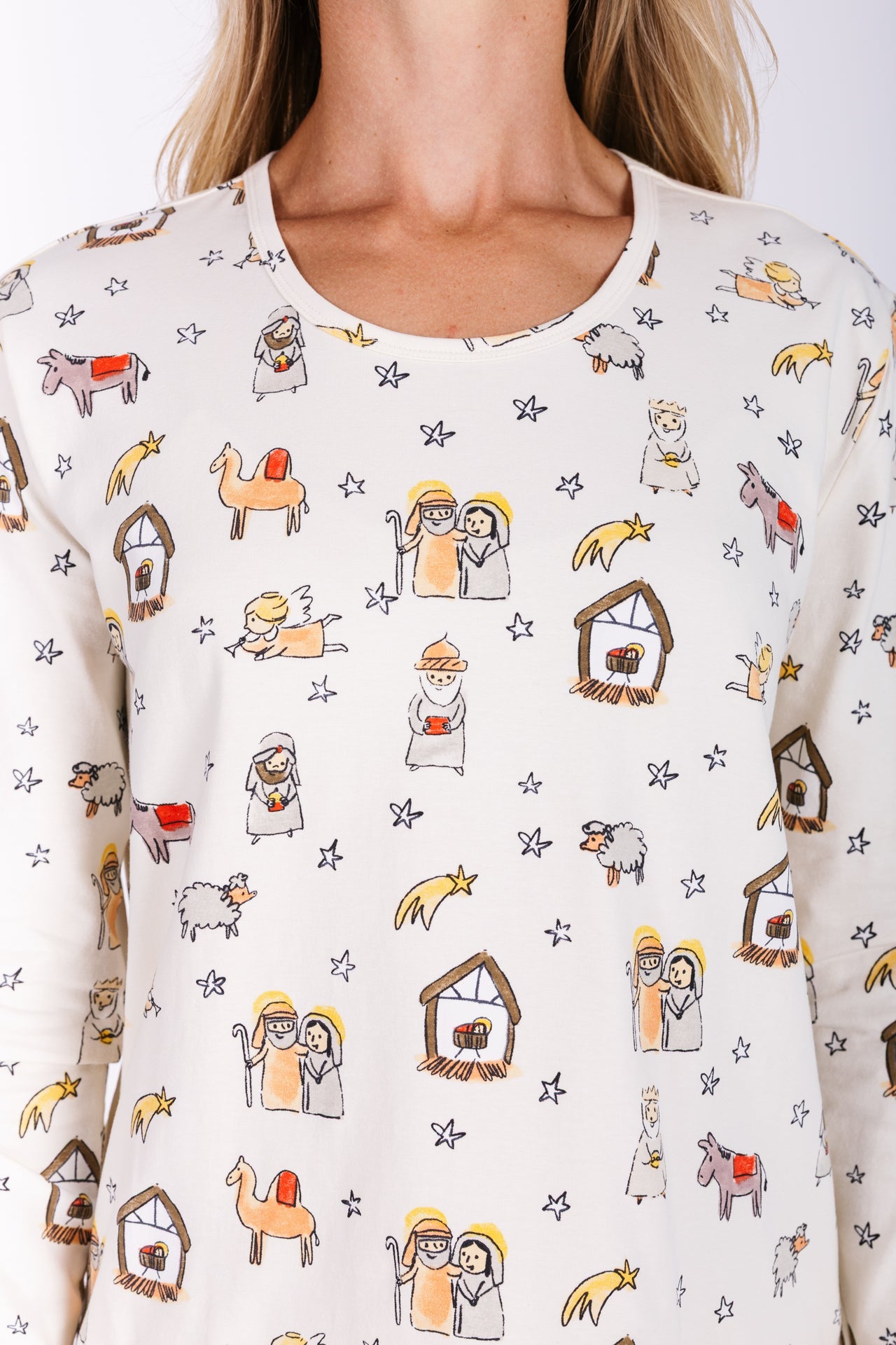 Away In A Manger Womens Jogger Pj Set Cotton