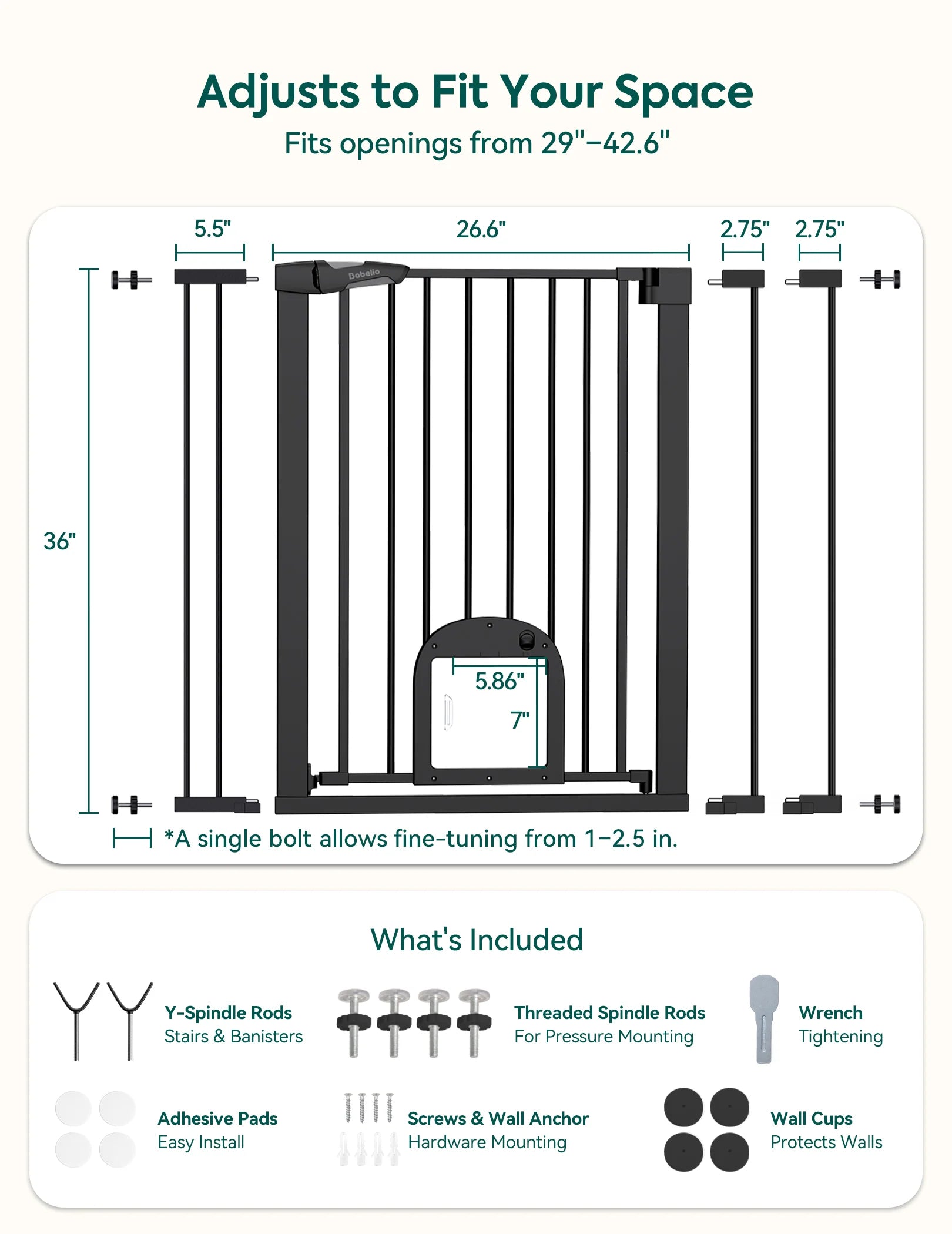 Catprivilege T7 | Expandable Stylish Baby Gate With Cat Door