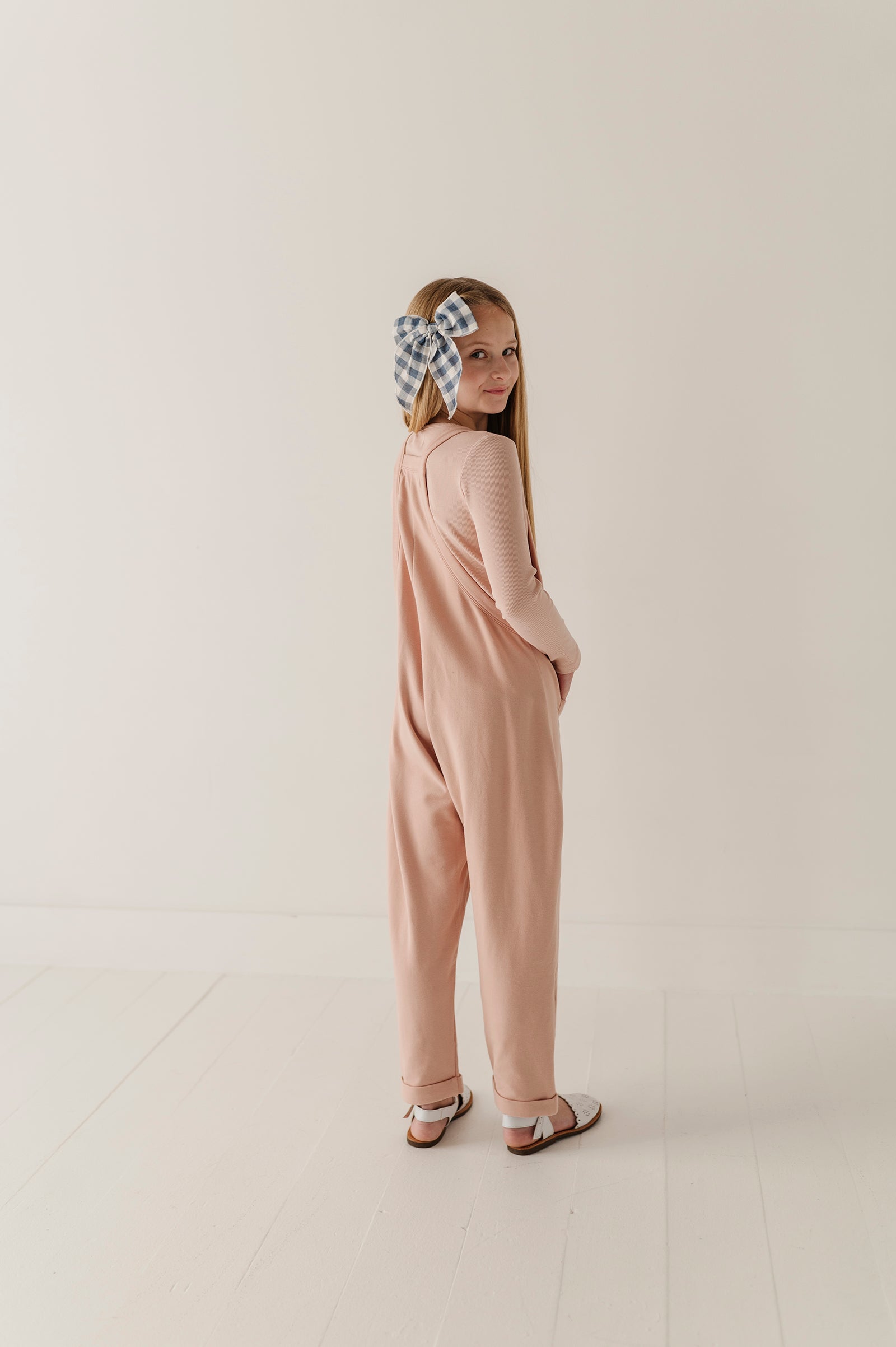 Long Sleeve Harem Jumpsuit Set In Grayish Blue
