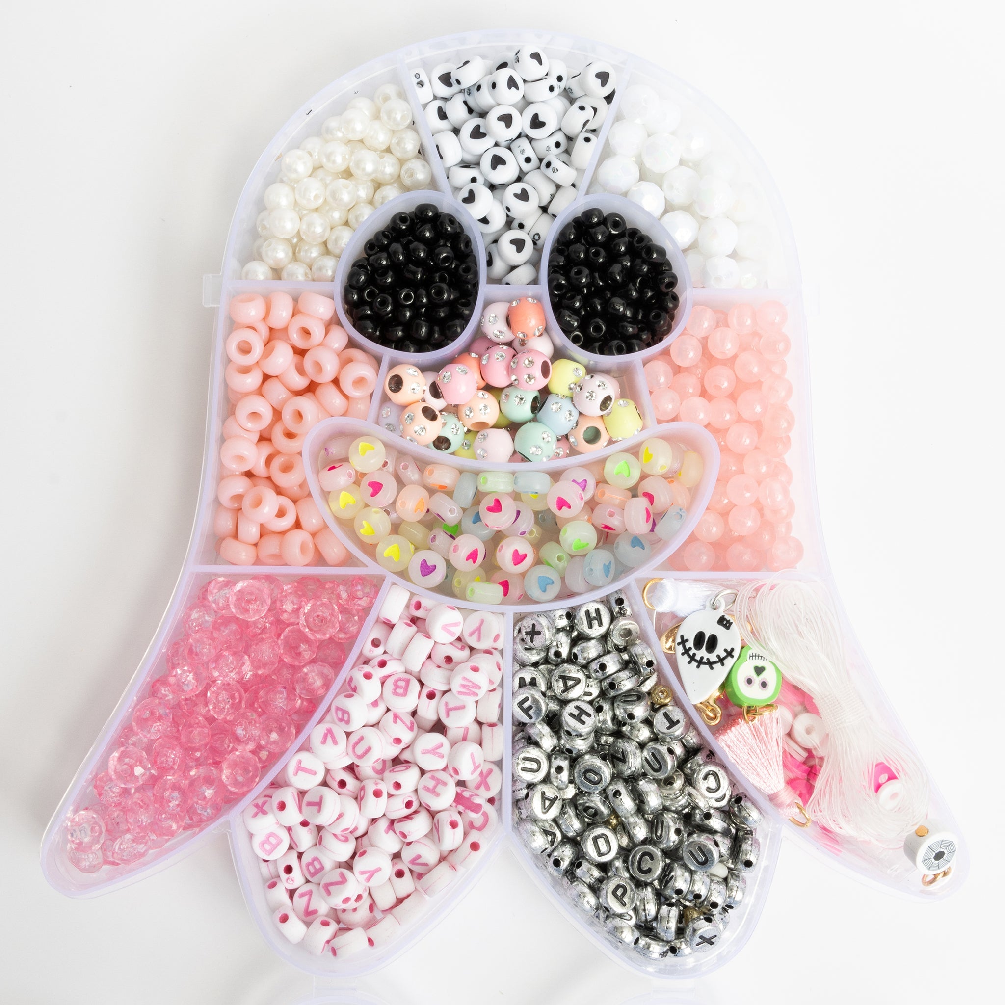 Pastel Pink Glow In The Dark Halloween Ghost Compartment Box Diy Letter Bead Box