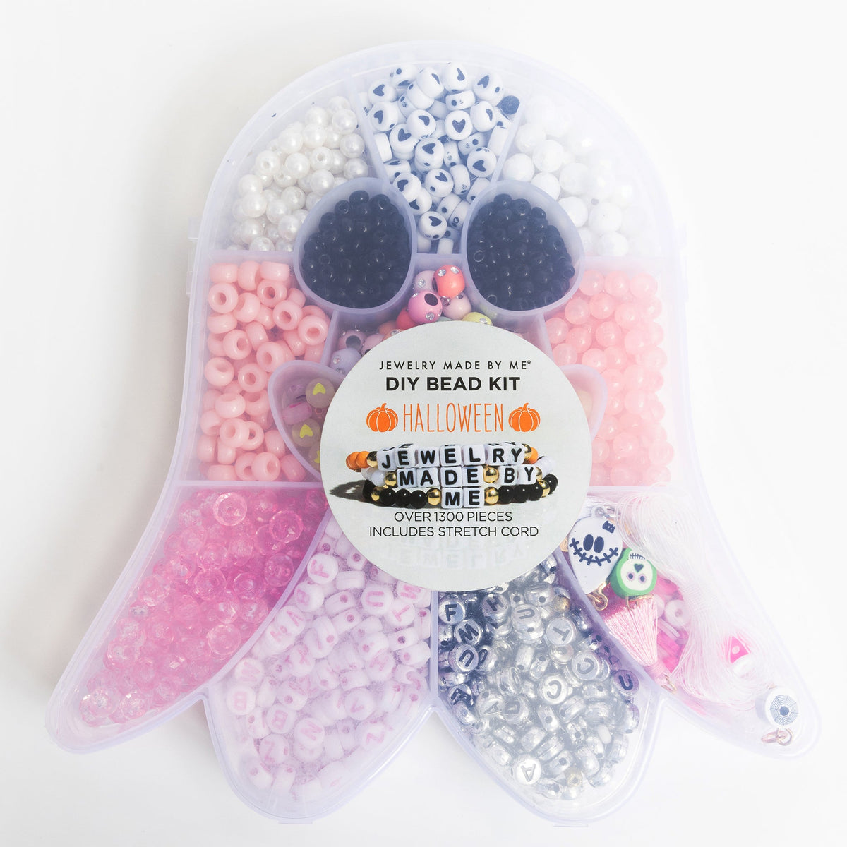 Pastel Pink Glow In The Dark Halloween Ghost Compartment Box Diy Letter Bead Box