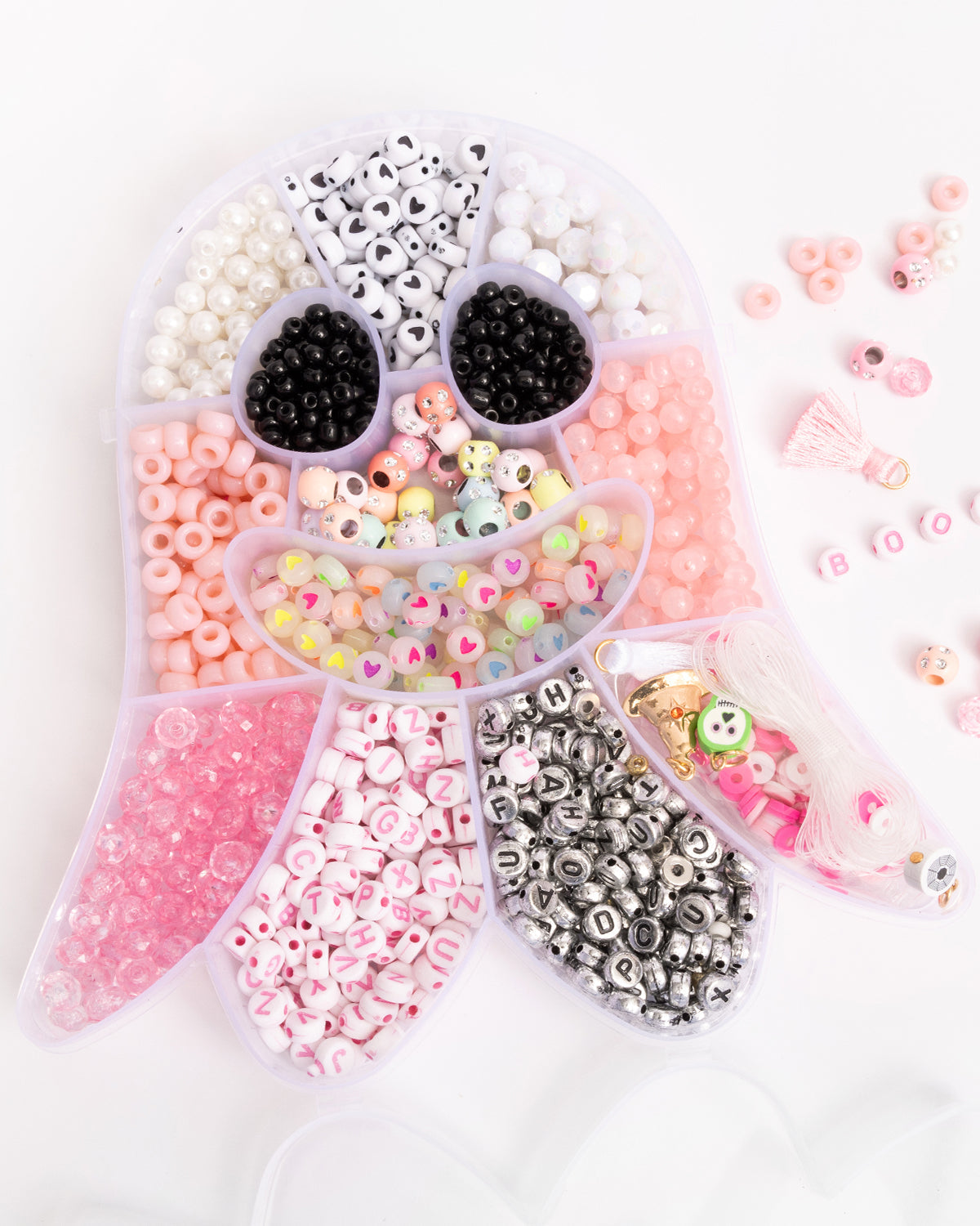 Pastel Pink Glow In The Dark Halloween Ghost Compartment Box Diy Letter Bead Box
