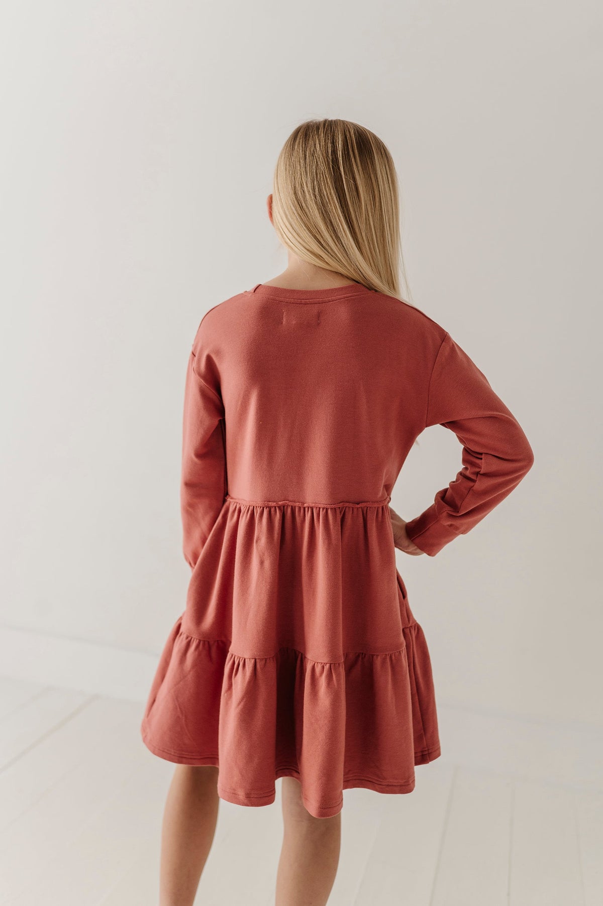 Girls Terry Sweatshirt Dress In Shadow Green