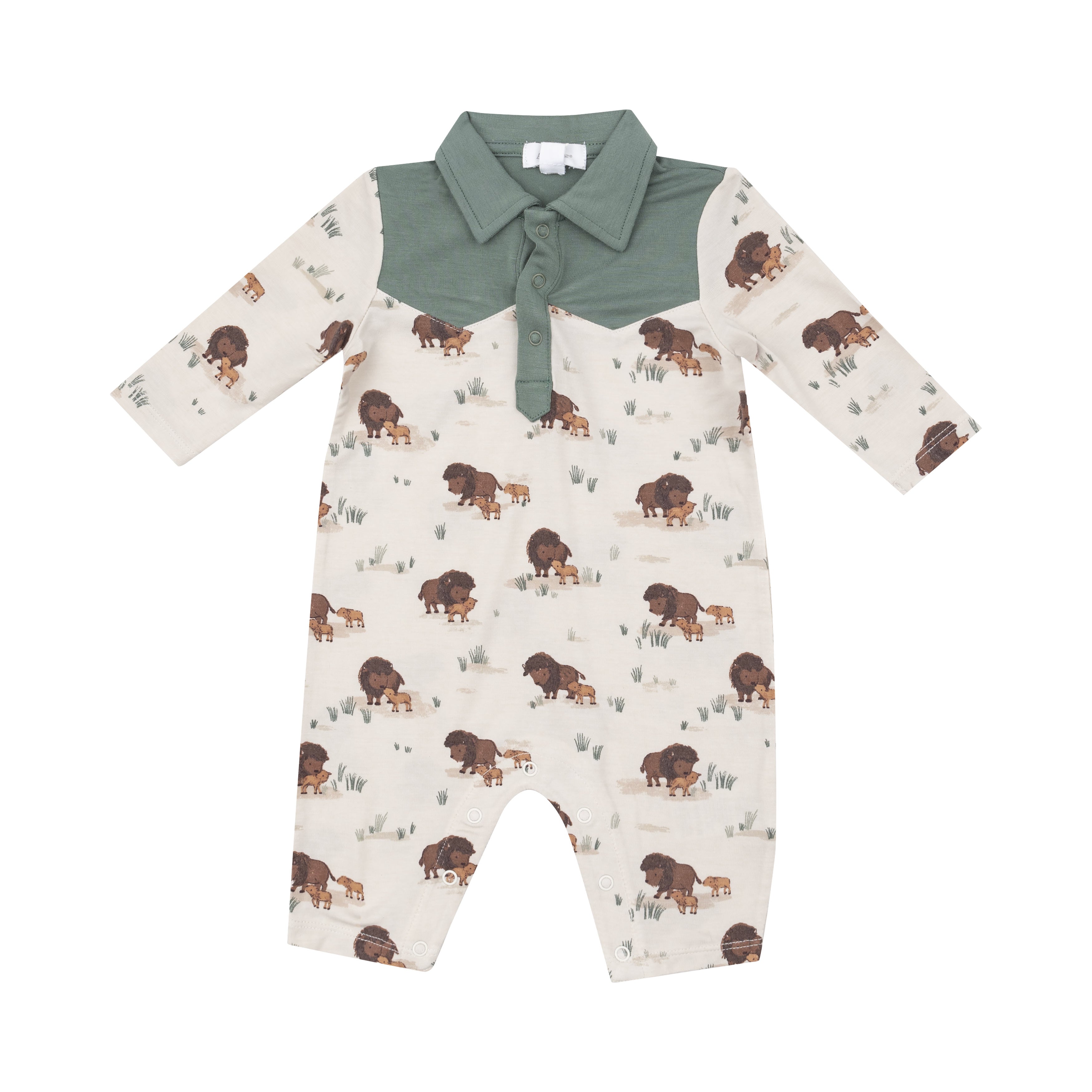 L/s Cowboy Romper - Bison Families