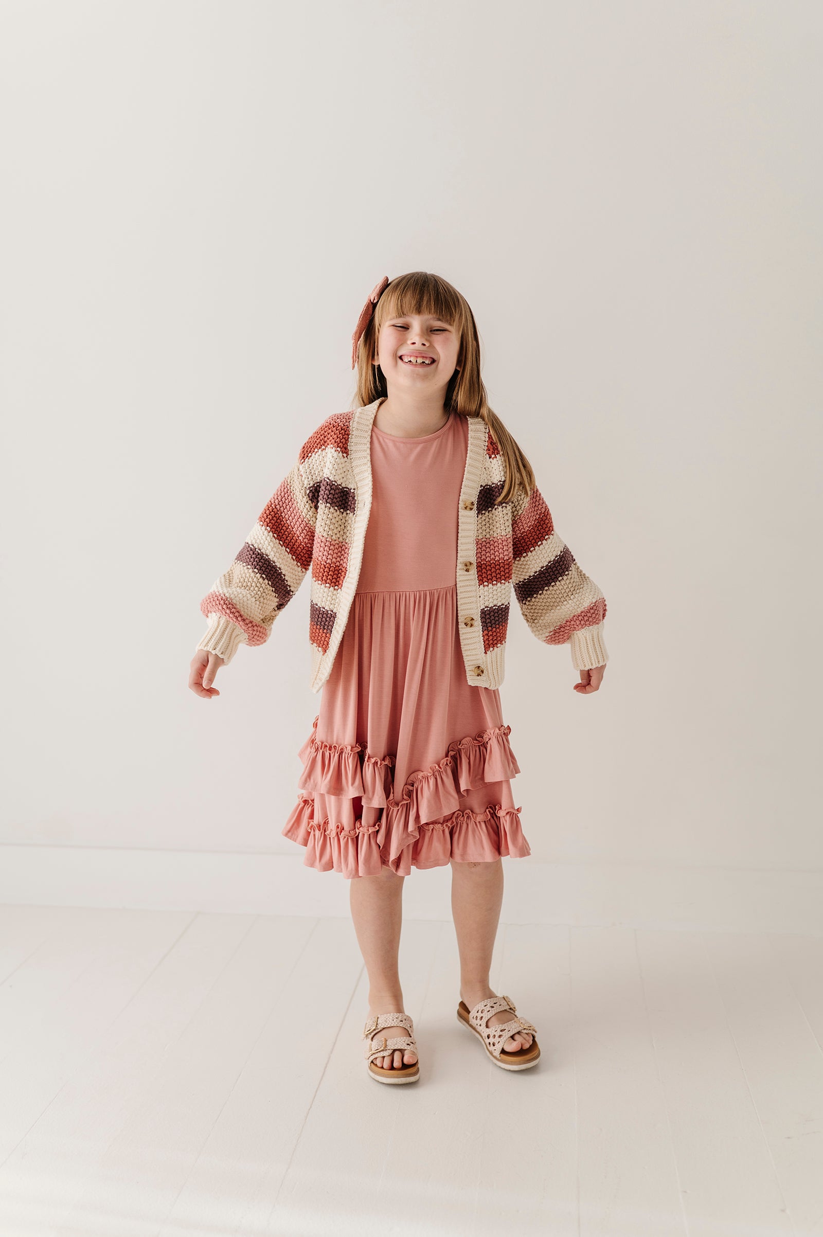 Girls Chunky Knit Cardigan In Multicolor