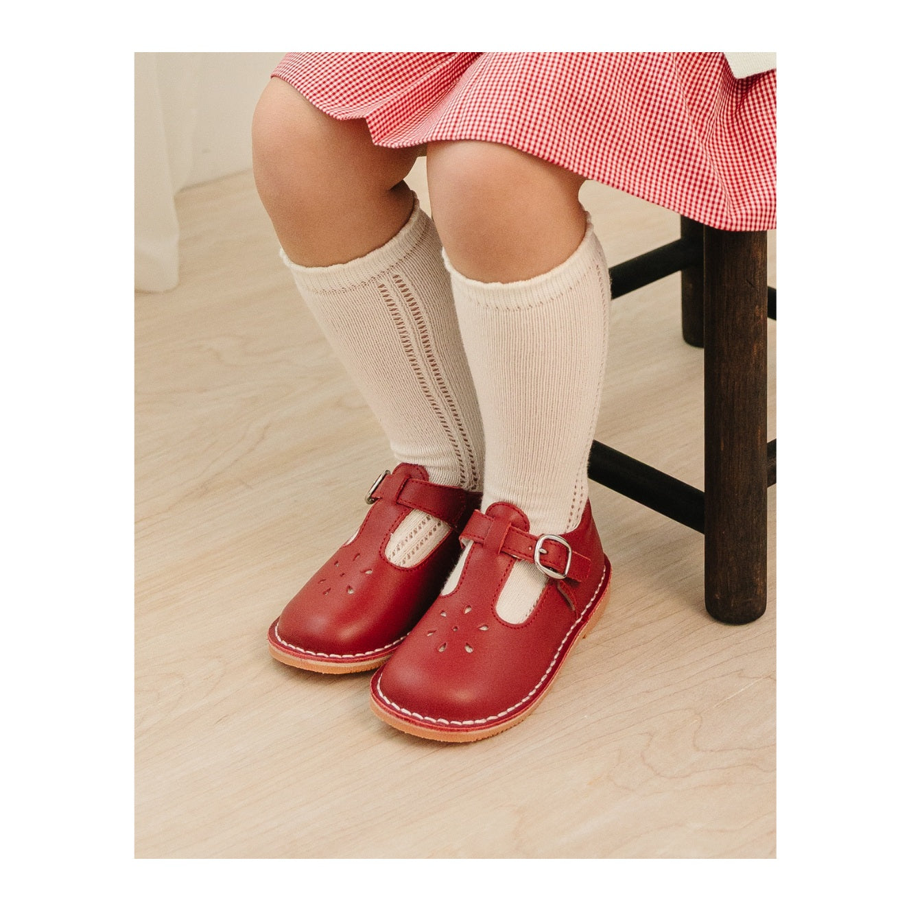 Joy Classic Red Leather T-strap Mary Jane