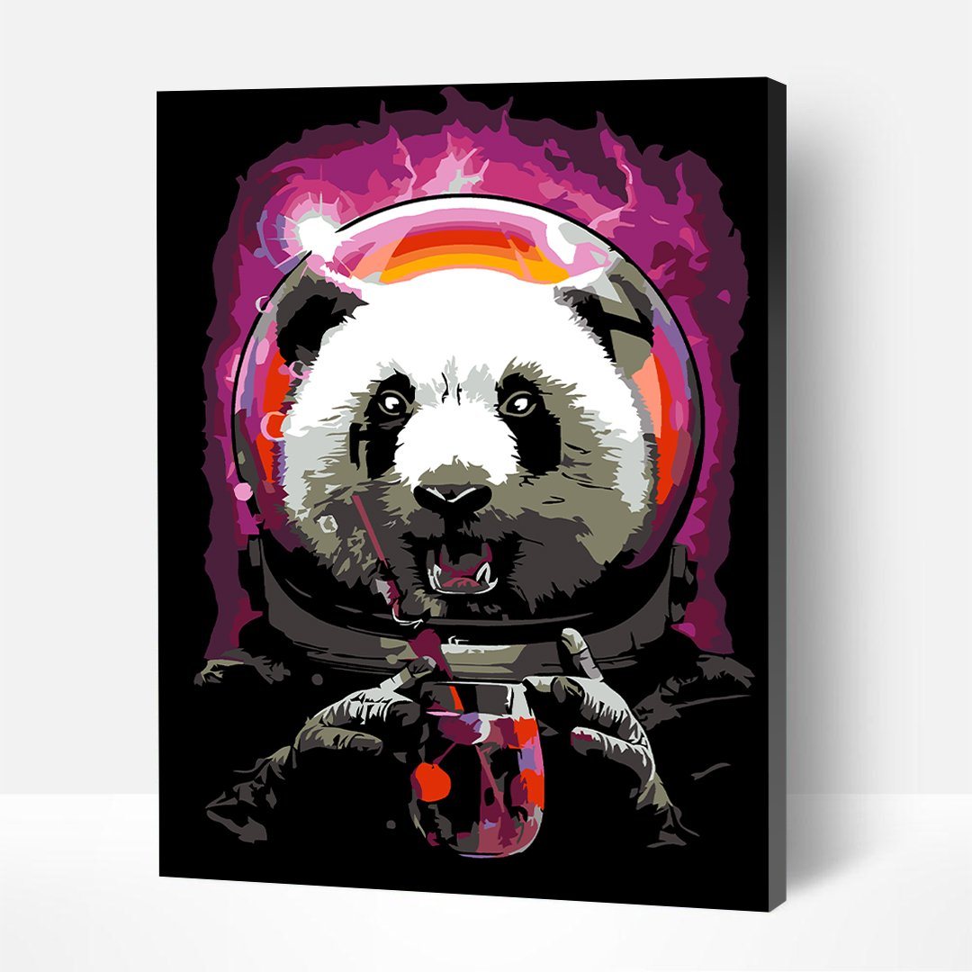 Panda Astronaut – Paint By Numbers Kit | Artwille | 14x18 Inch Canvas