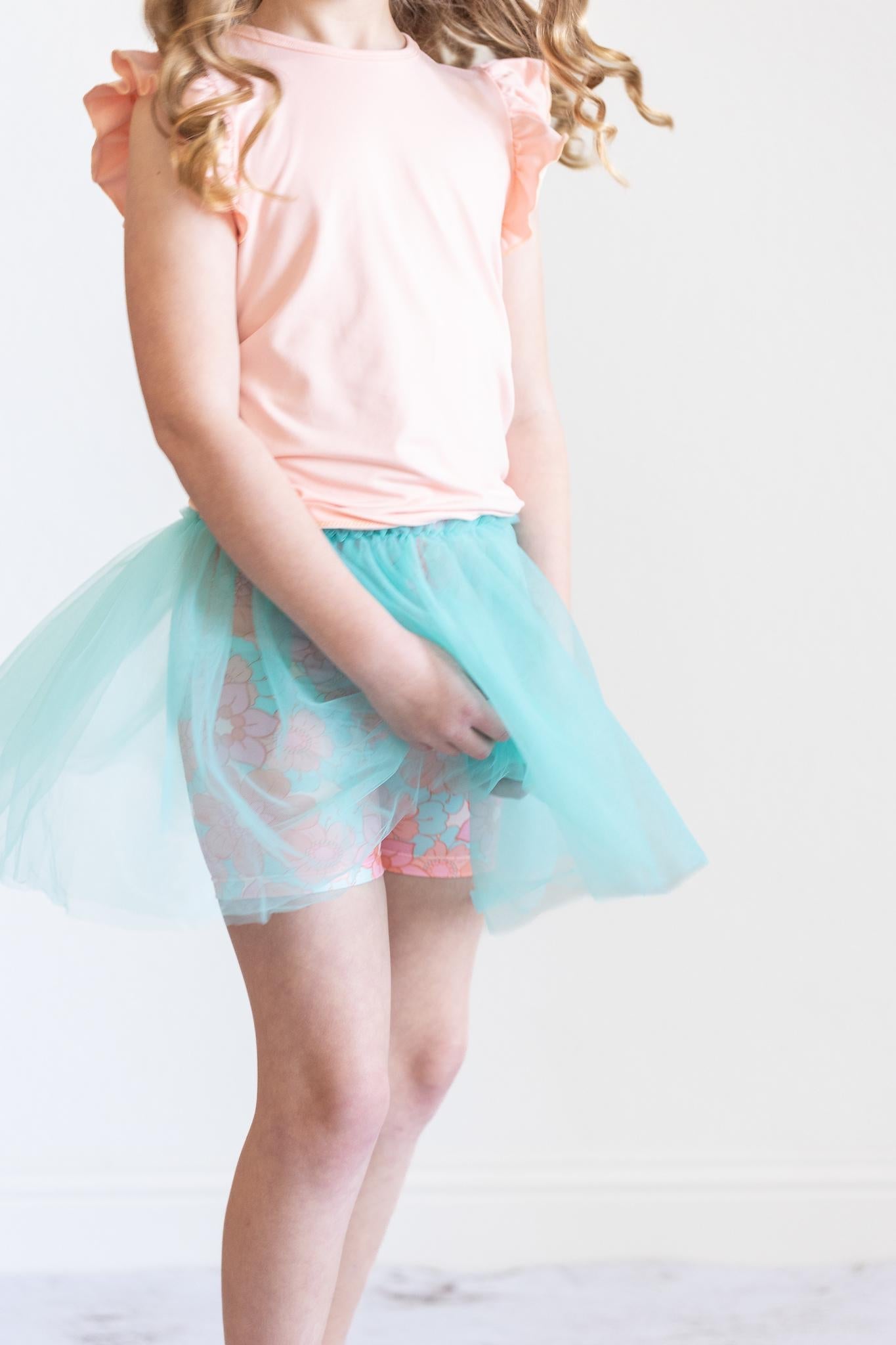 Peach S/s Ruffle Tee