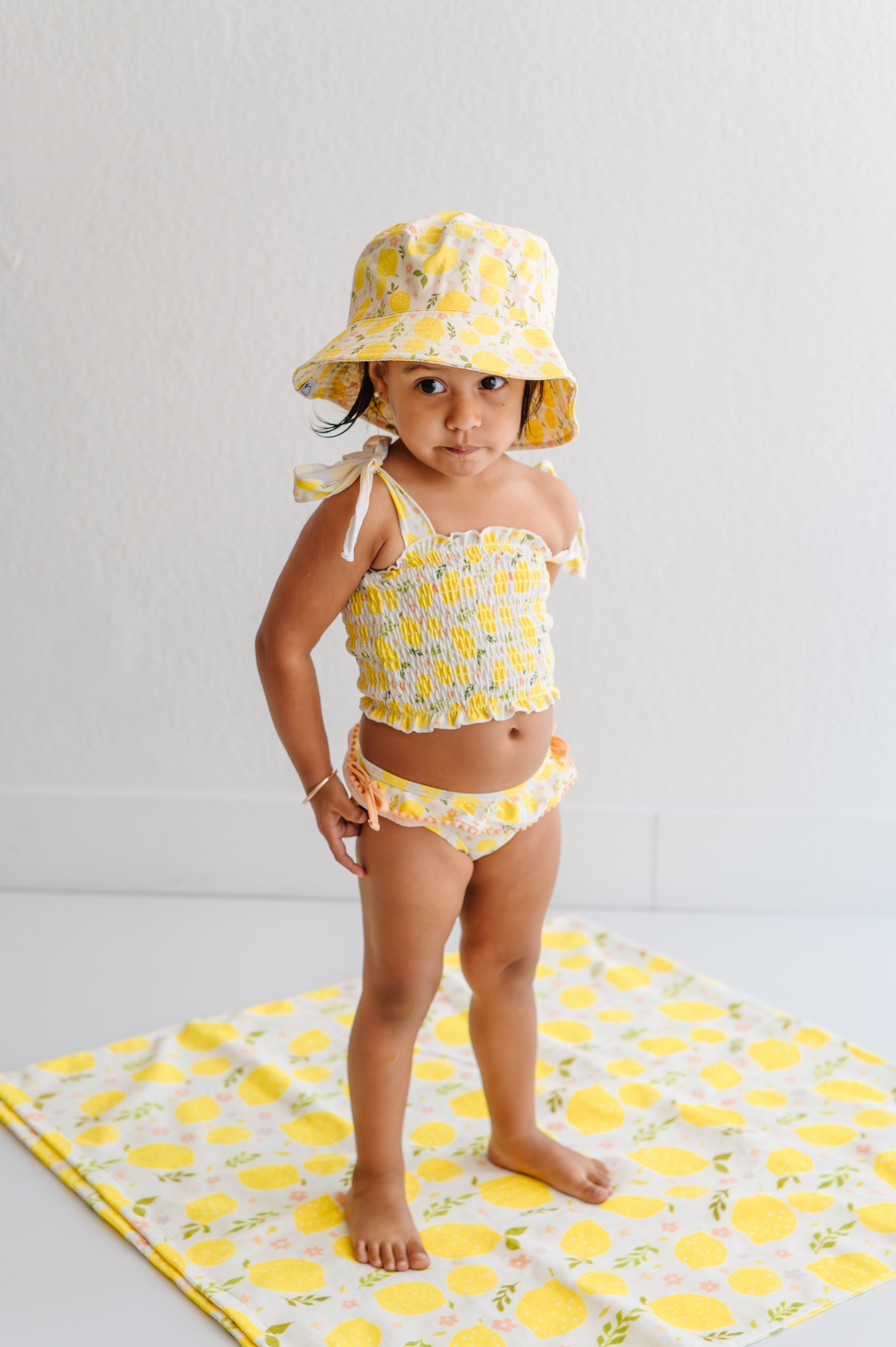 Lemon Blossoms Dream Smocked Tankini Two Piece Swim Suit