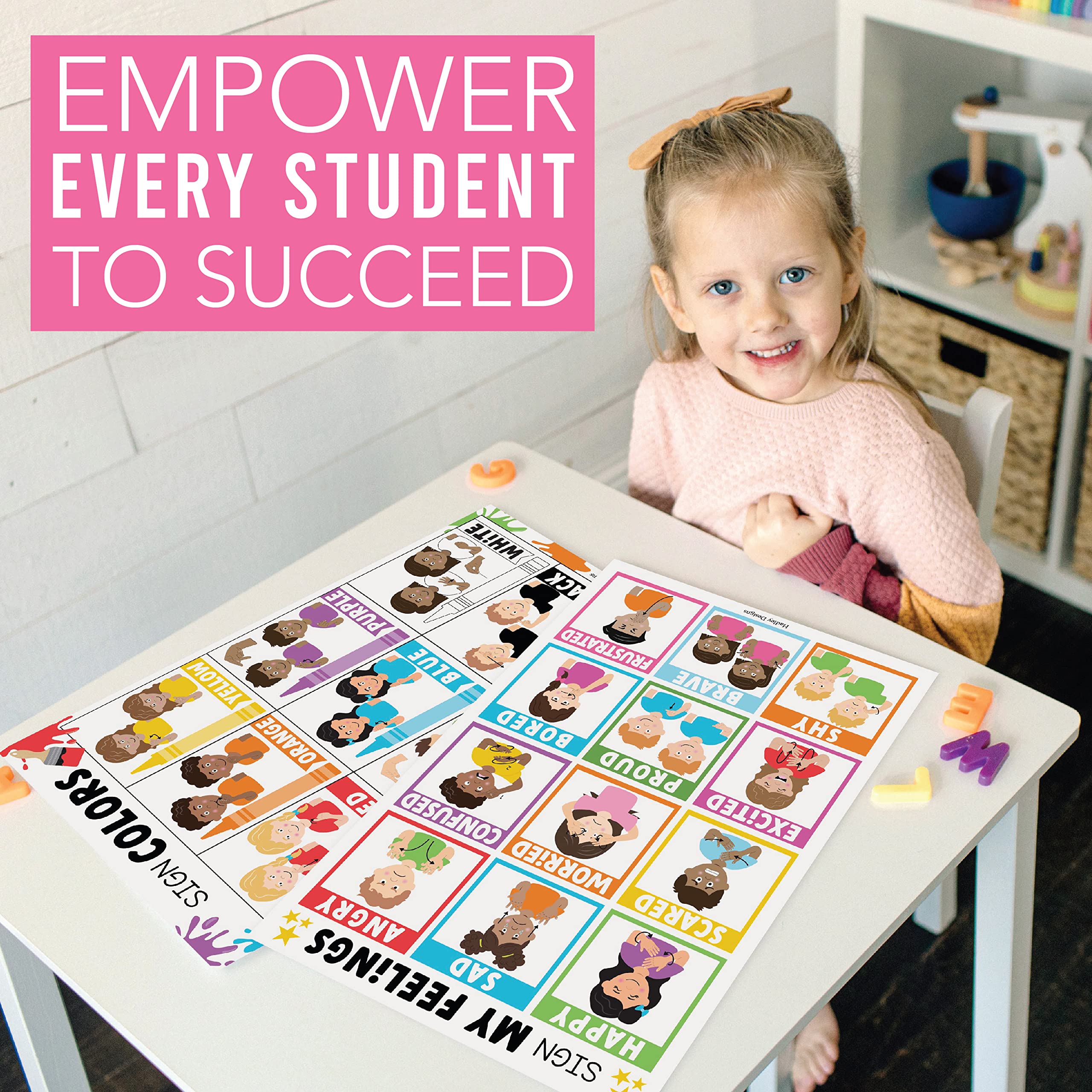 Asl Sign Language Kit: Colorful 8 Poster Set