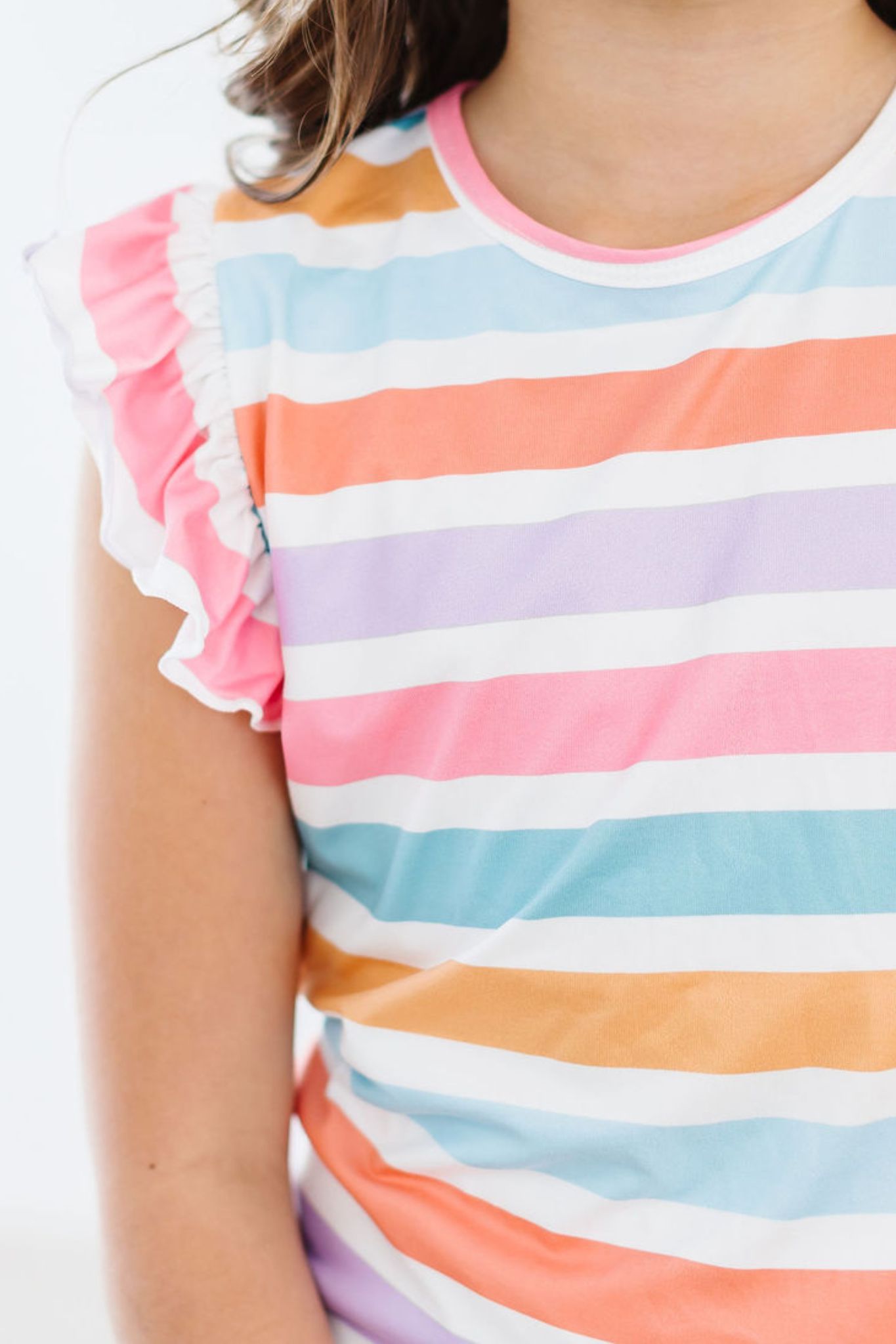 Spring Stripes S/s Ruffle Tee