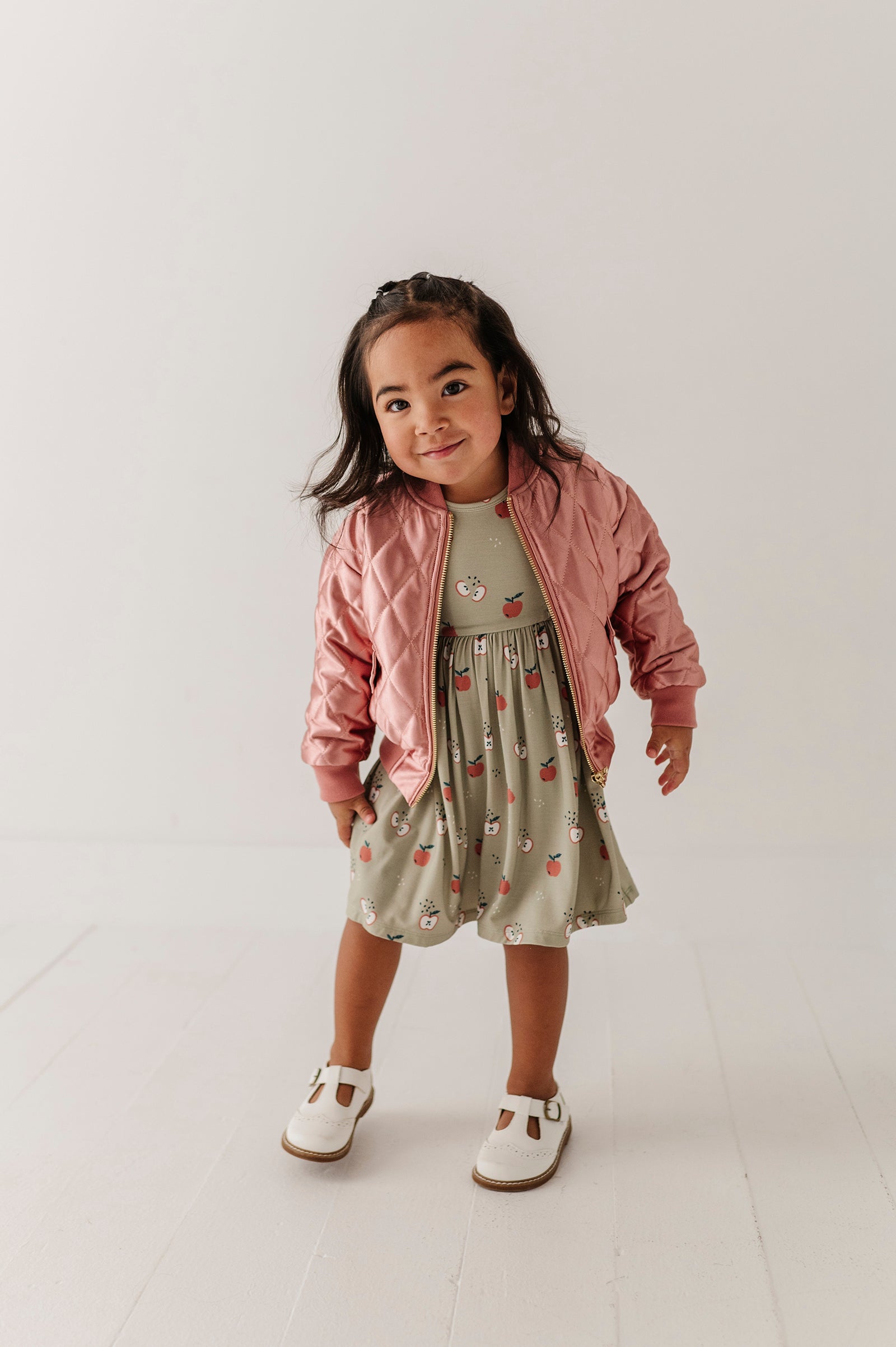 Girls Bomber Jacket In Rose Sparkles