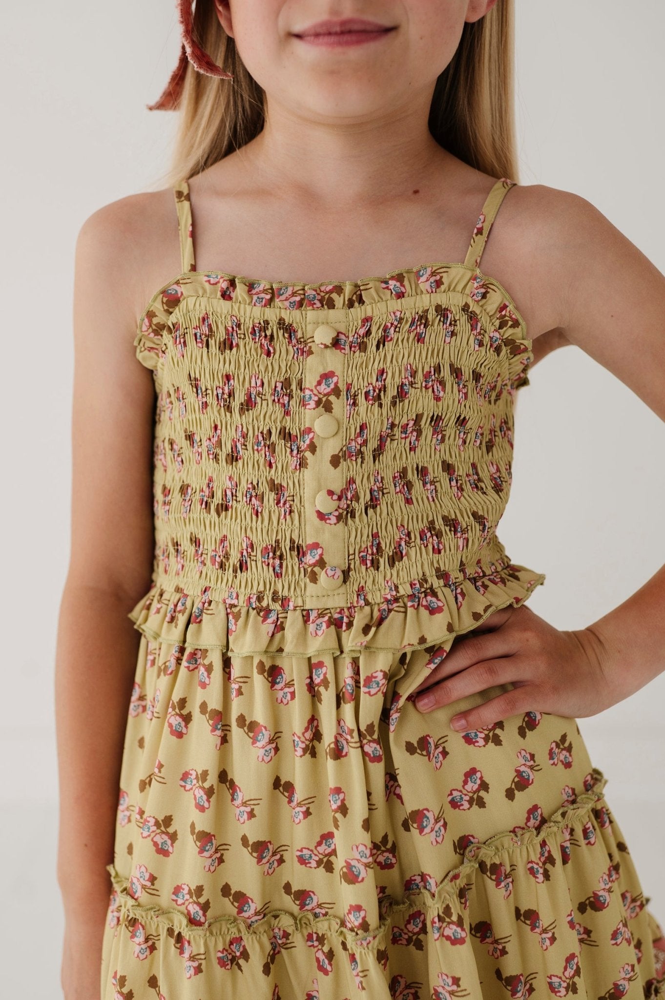 Smock Button Front Tiered Dress