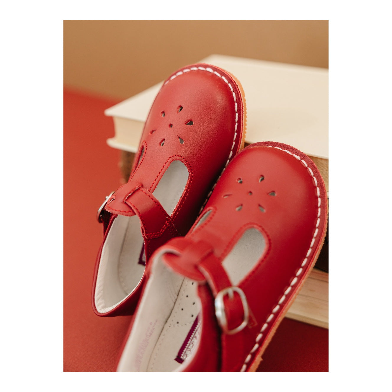 Joy Classic Red Leather T-strap Mary Jane