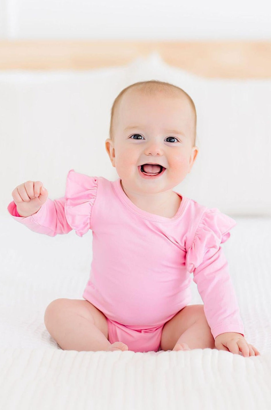 Bubblegum Pink L/s Flutter Bodysuit