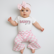 Pink Checker Daddy's Girl Baby Bell Bottom Outfit