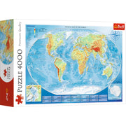 Red 4000 Piece Puzzle - Large Physical Map Of The World / Meridian