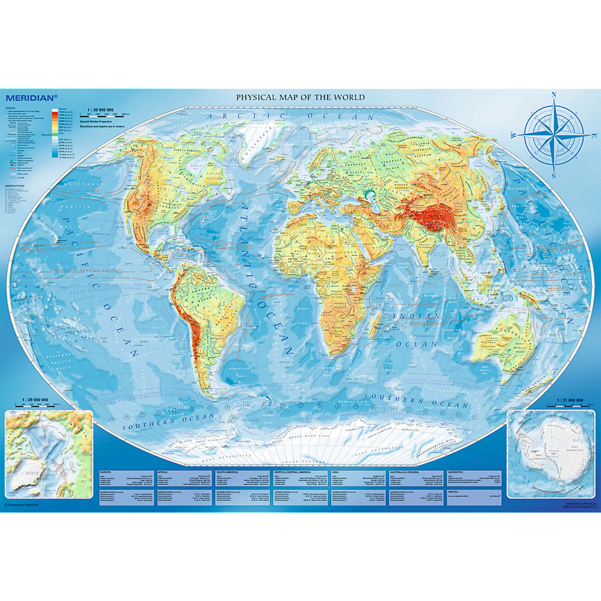 Red 4000 Piece Puzzle - Large Physical Map Of The World / Meridian