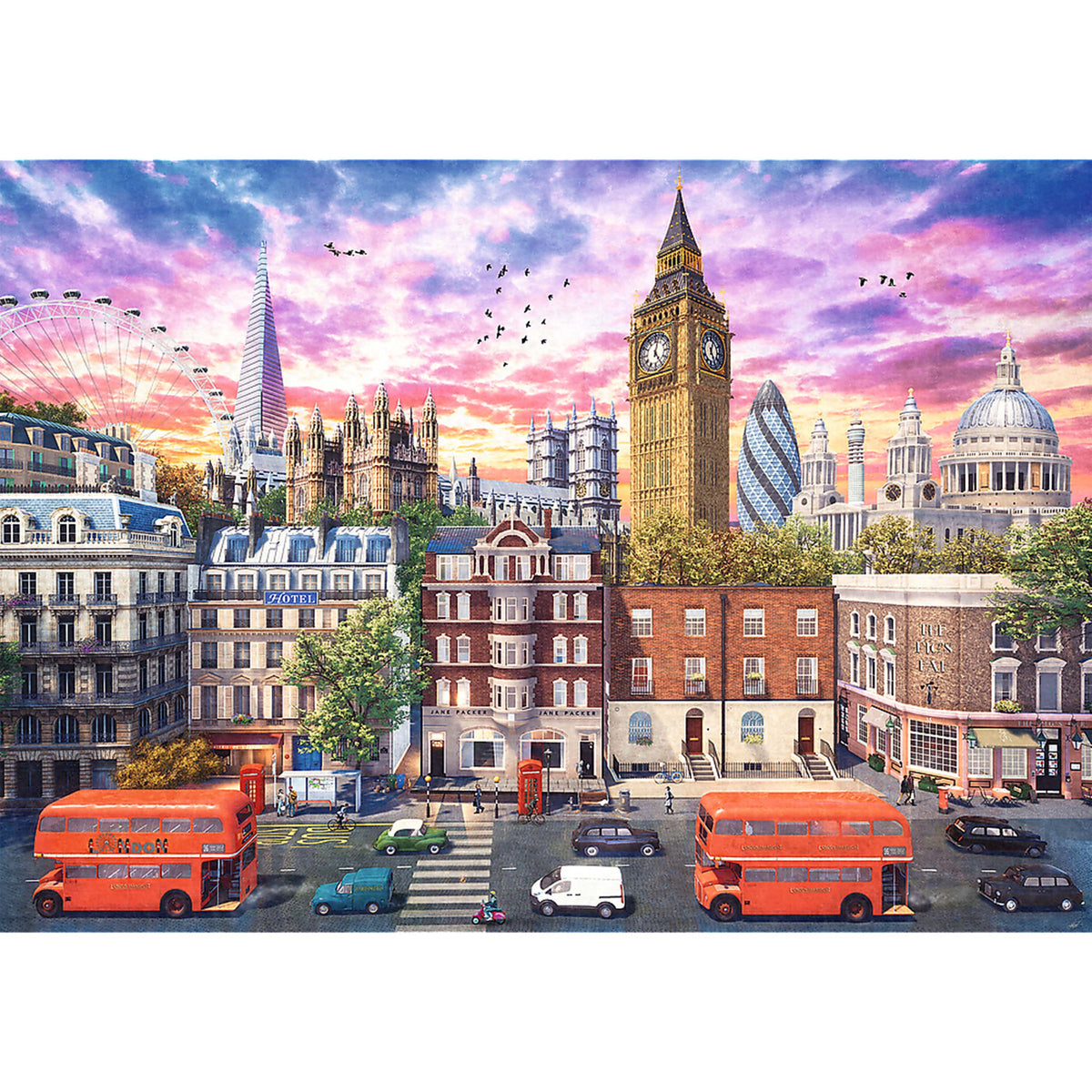 Red Walking Around London 4000 Piece Puzzle