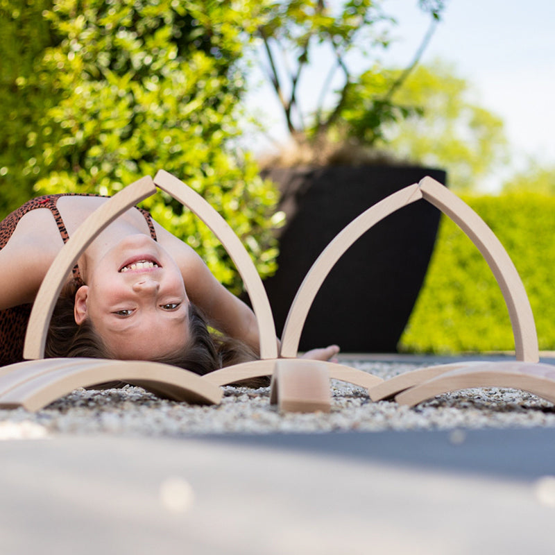 42 Pcs Combination Set With 12 Large And 30 Mini Curved Natural Wooden Building Blocks