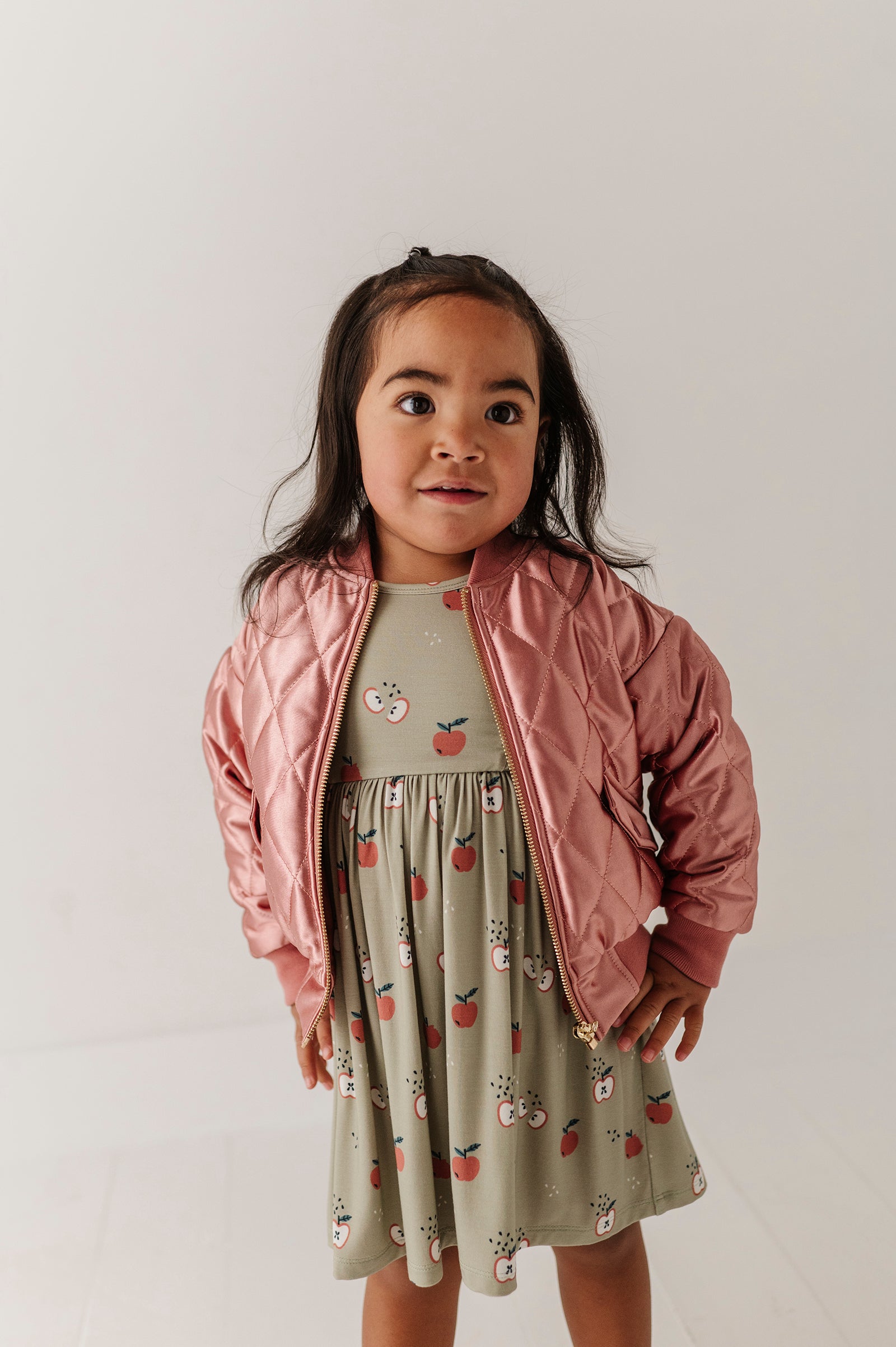 Girls Bomber Jacket In Rose Sparkles