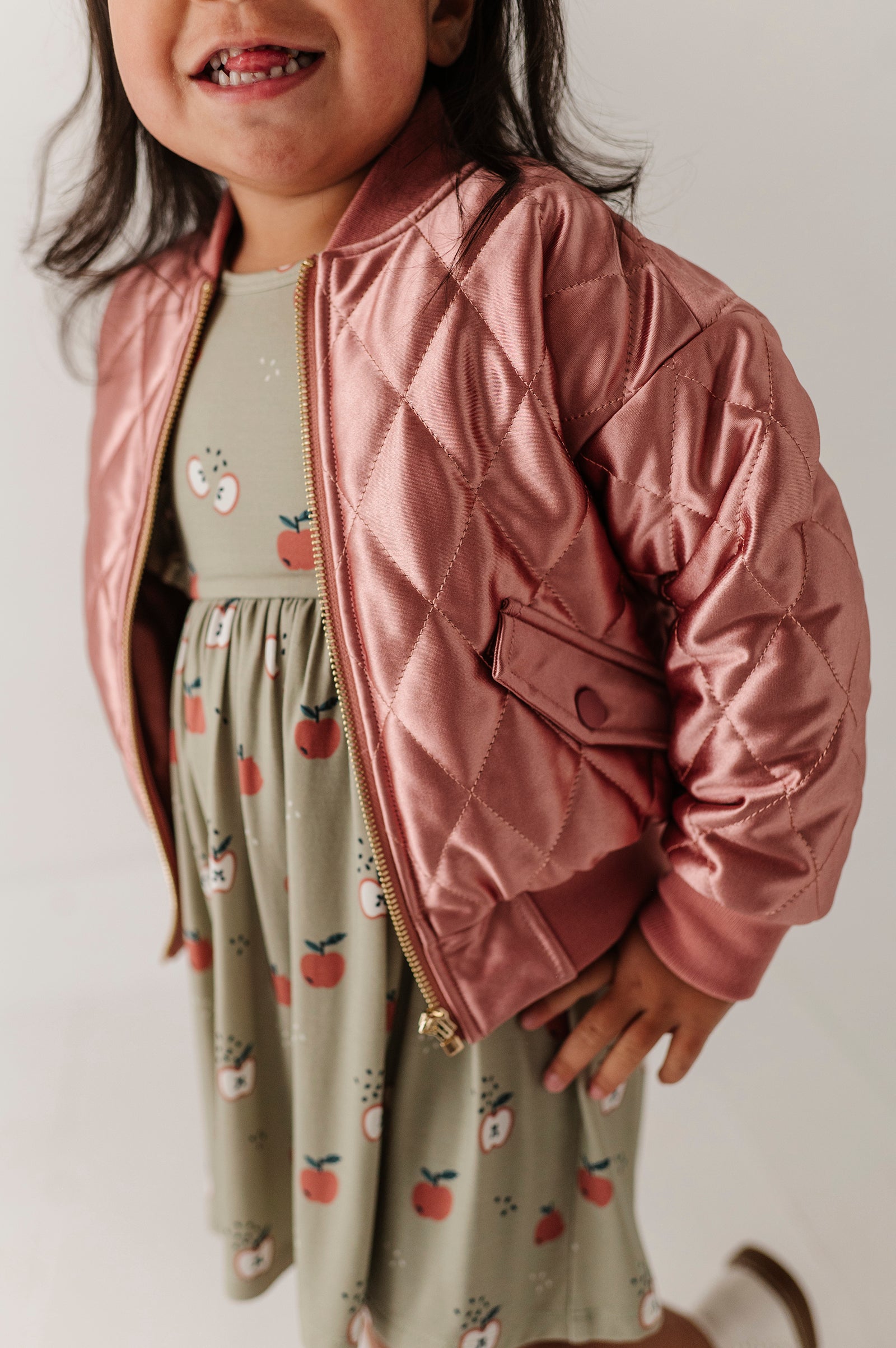 Girls Bomber Jacket In Rose Sparkles