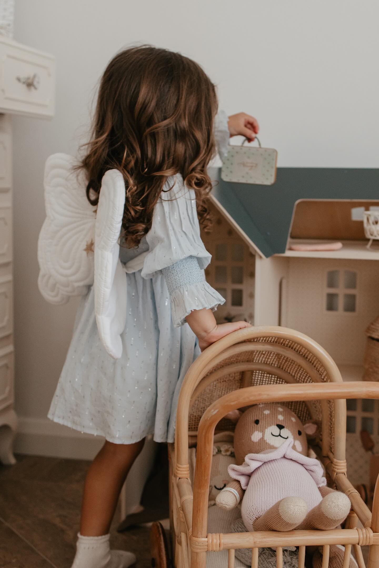 Harlow | Cotton Sparkle Dress | Baby Blue