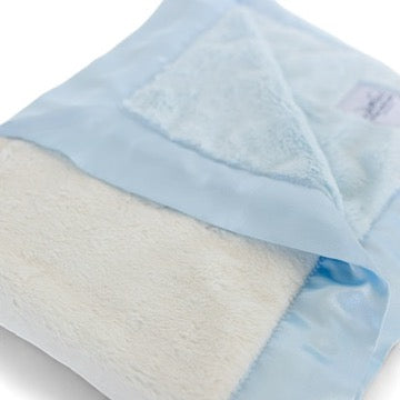 Luxury Duo Satin Border Blanket - Blue/ivory