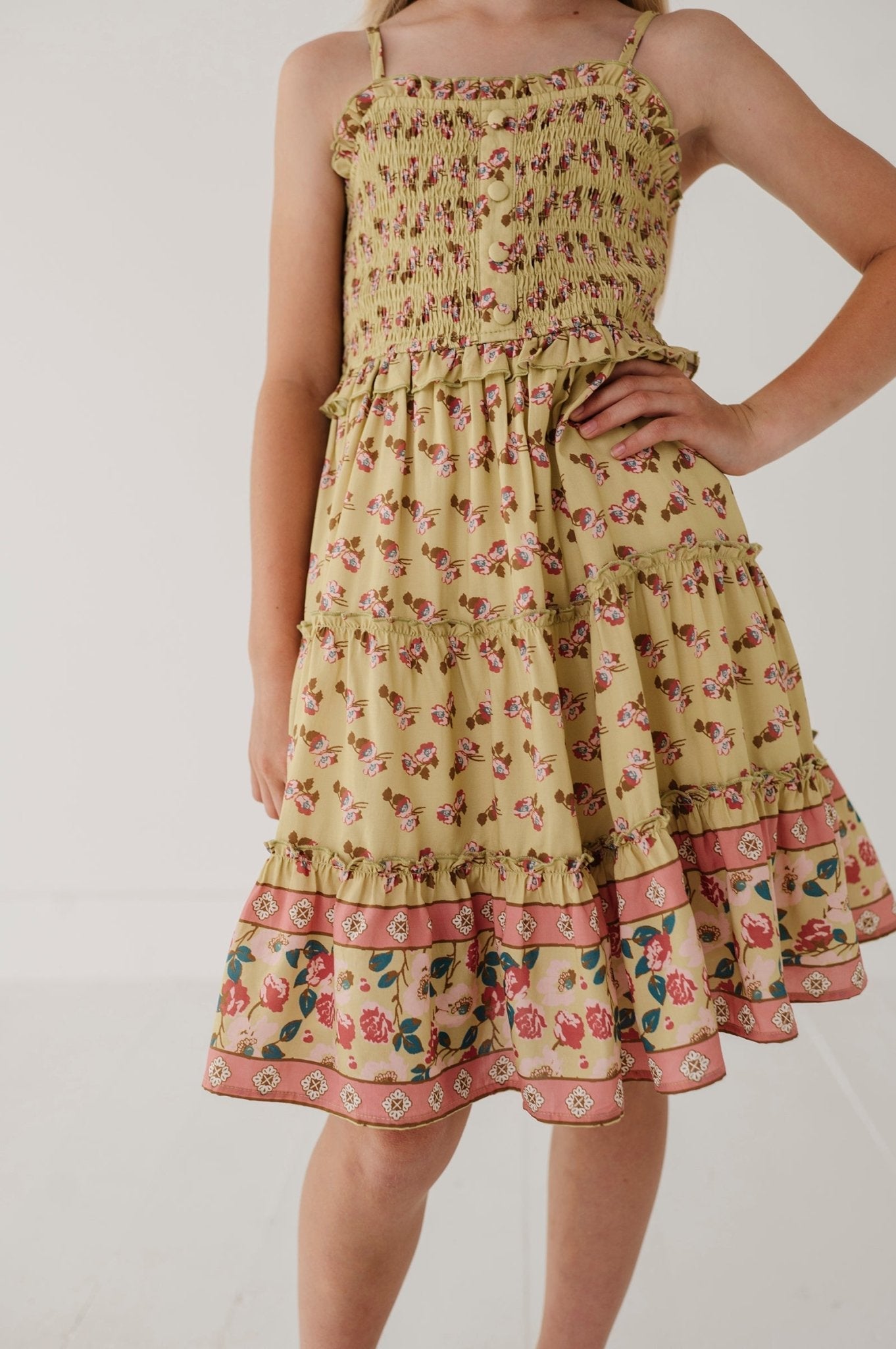 Smock Button Front Tiered Dress