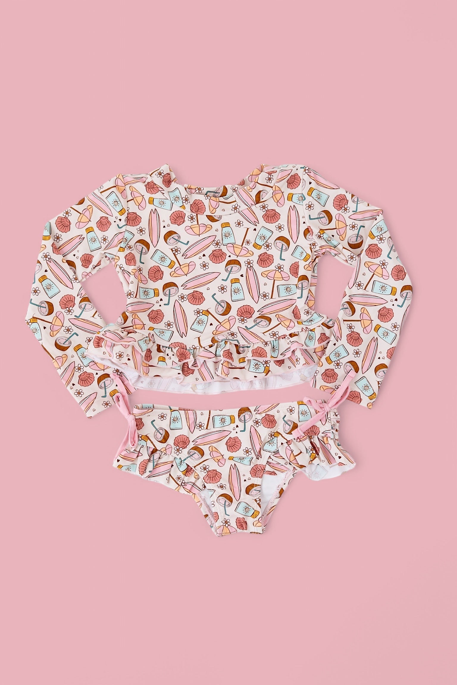 Fun In The Sun Dream Two-piece Rash Guard Ruffle Swim Suit