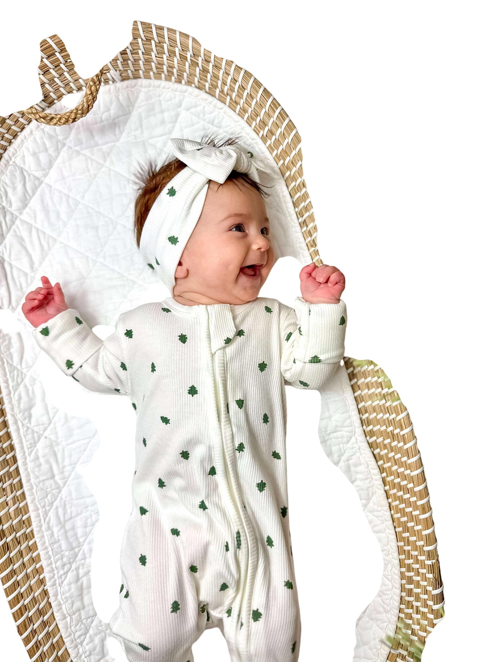 Tiny Trees Ribbed Bamboo Zippy Romper