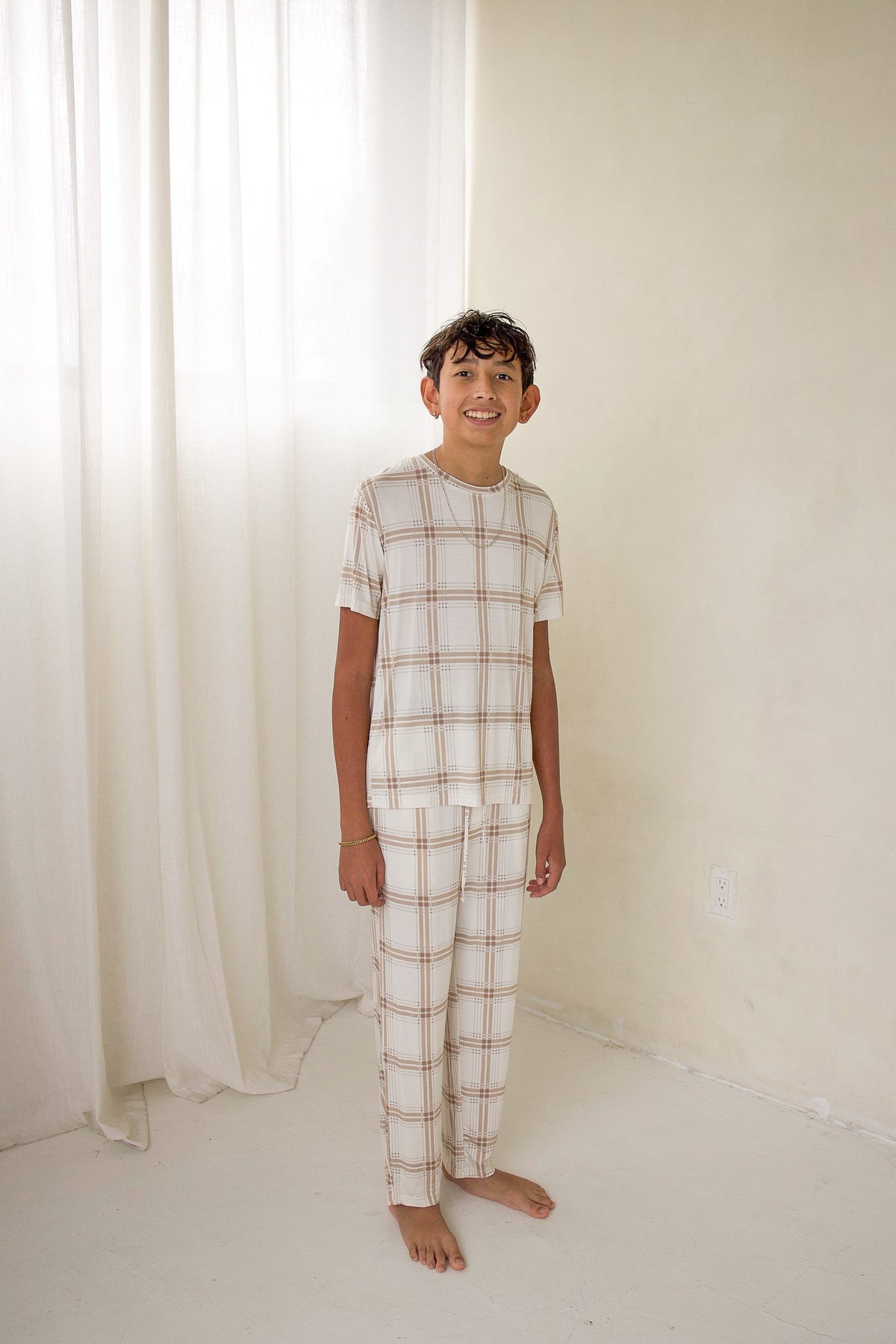 Youth Straight Leg Bamboo Pajamas | Ellis Plaid