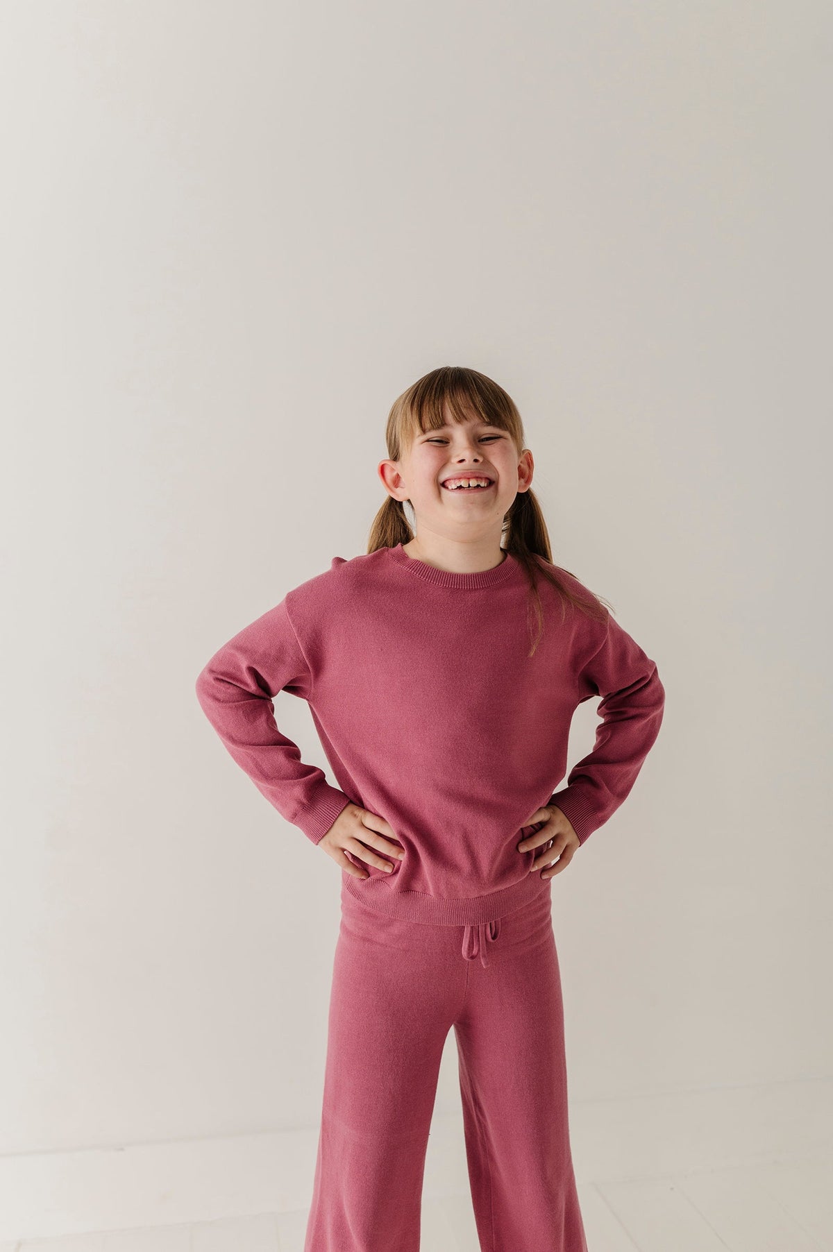 Girls Crew Neck Sweater In Winter Mauve