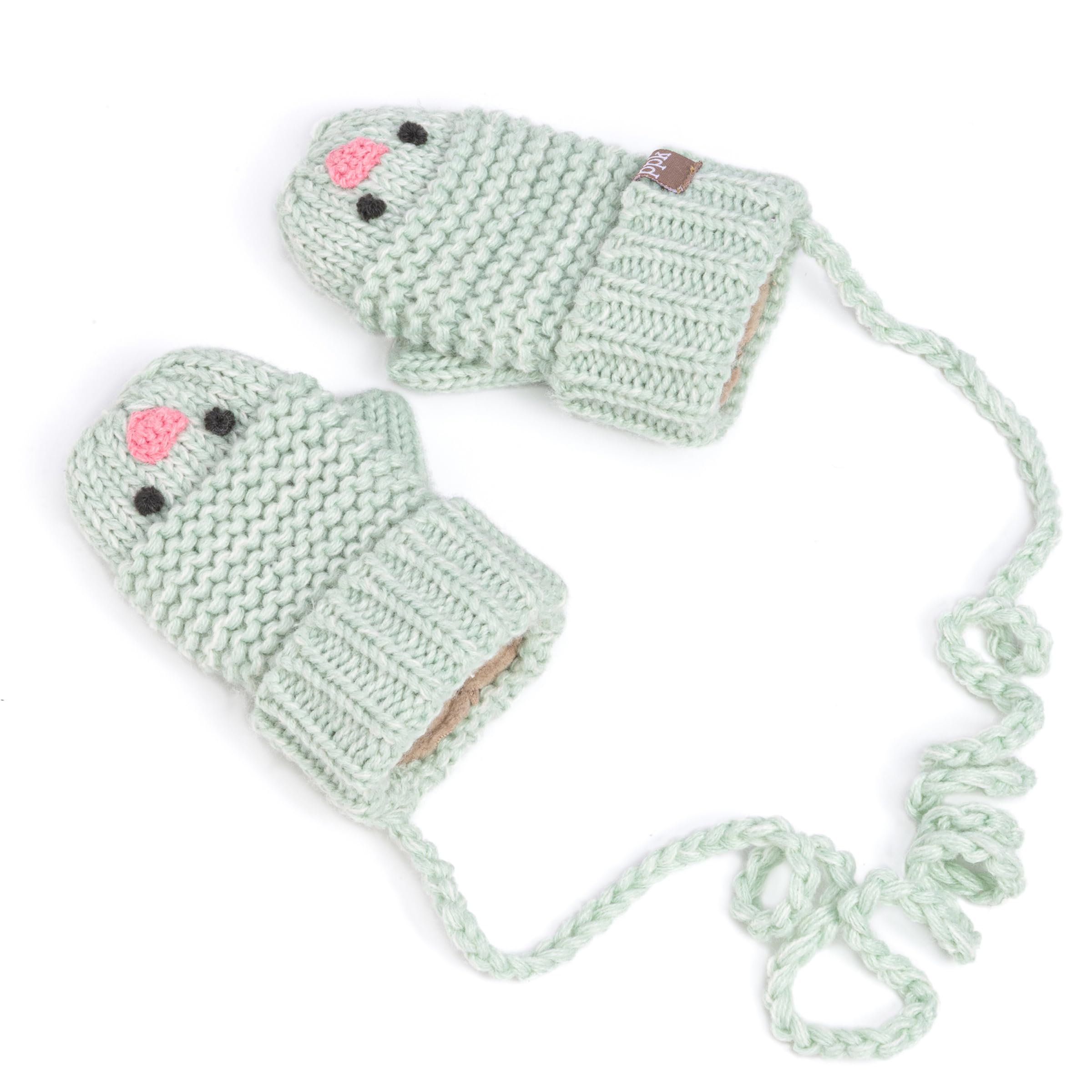 Knit Baby Chick Mittens With Cord-for Kids, Toddler Girls Age 1-6 Years, Cute Design