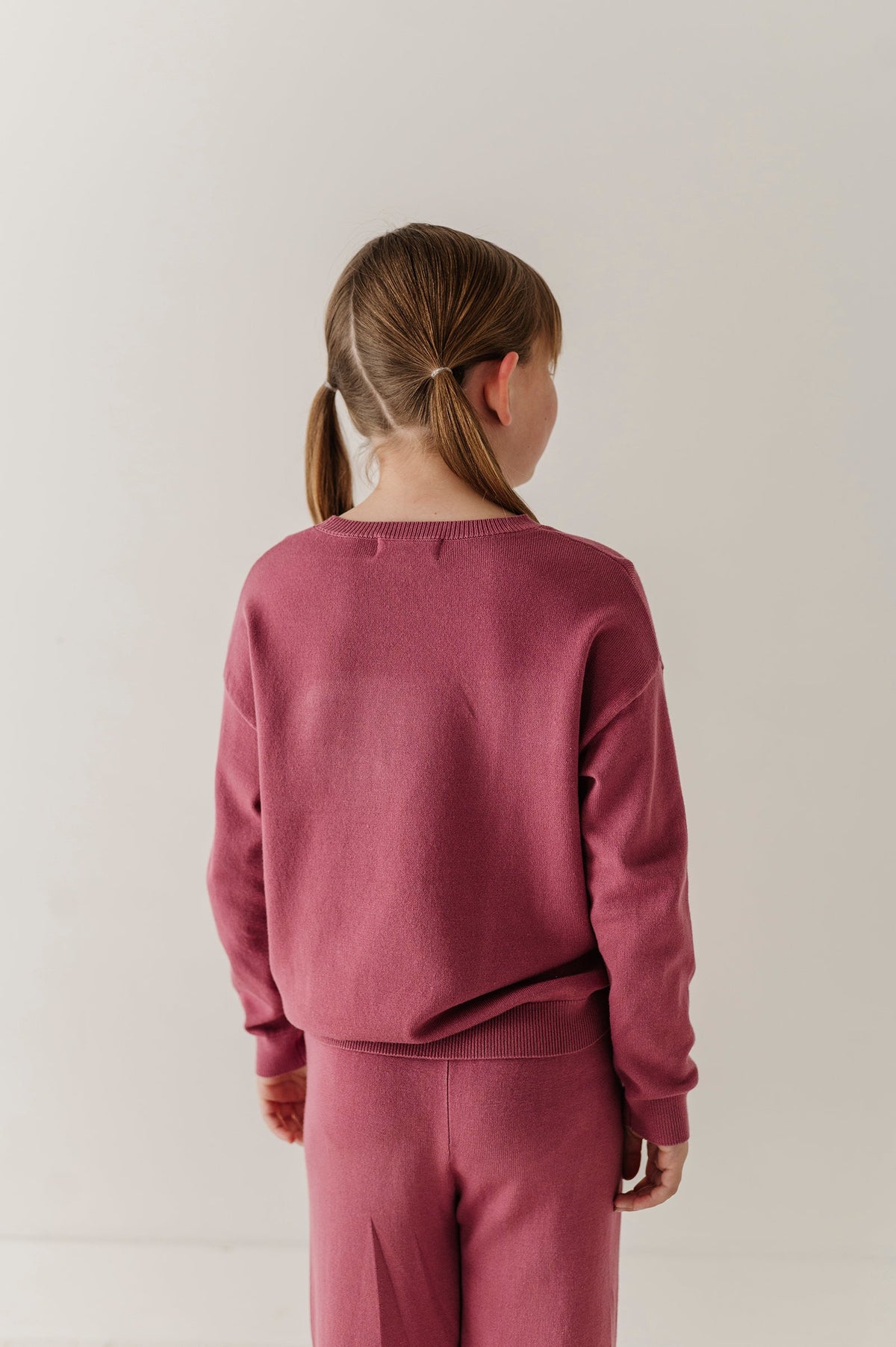 Girls Crew Neck Sweater In Winter Mauve