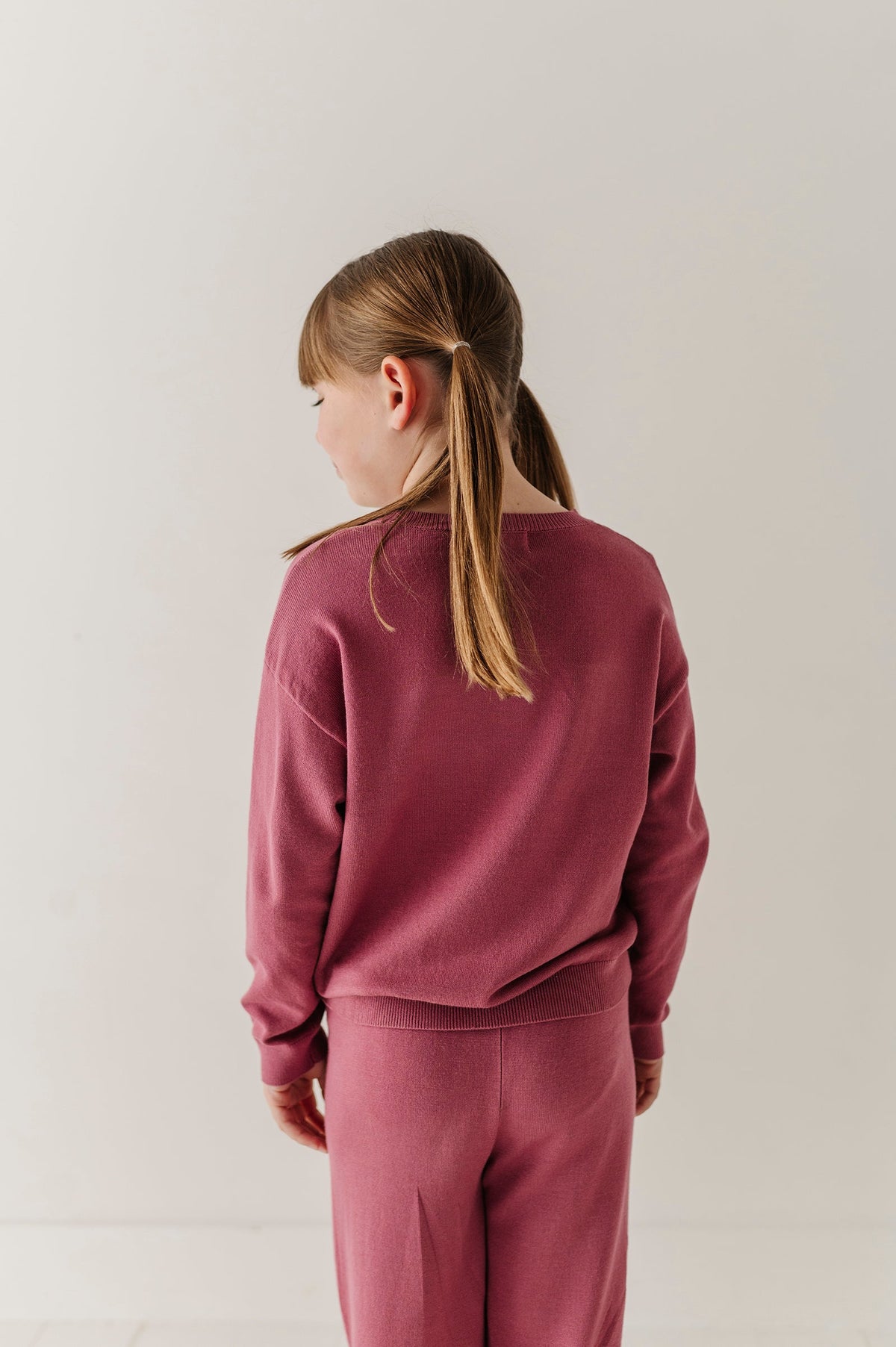 Girls Crew Neck Sweater In Winter Mauve