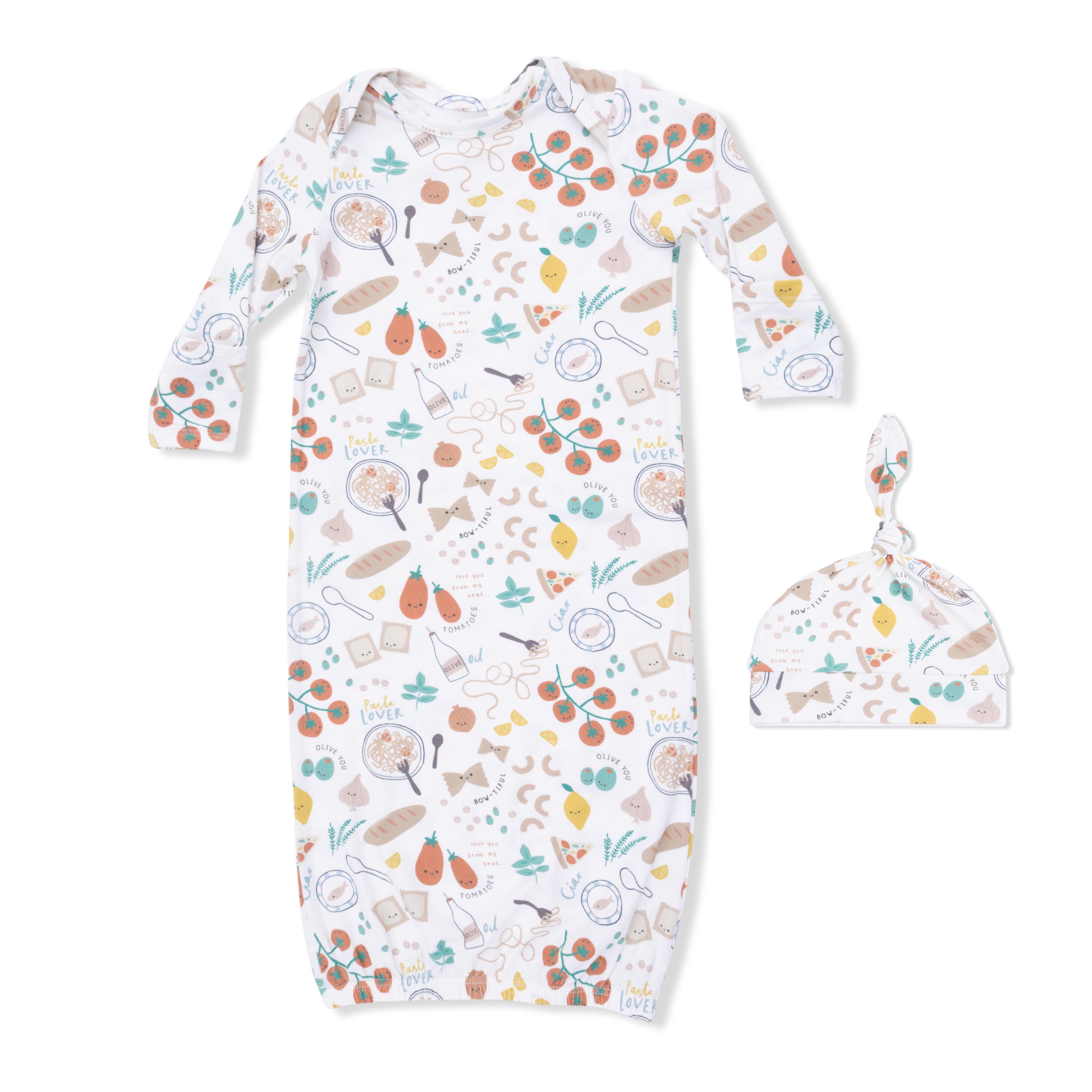 Pasta Lovers - Lap Shoulder Gown & Knotted Hat