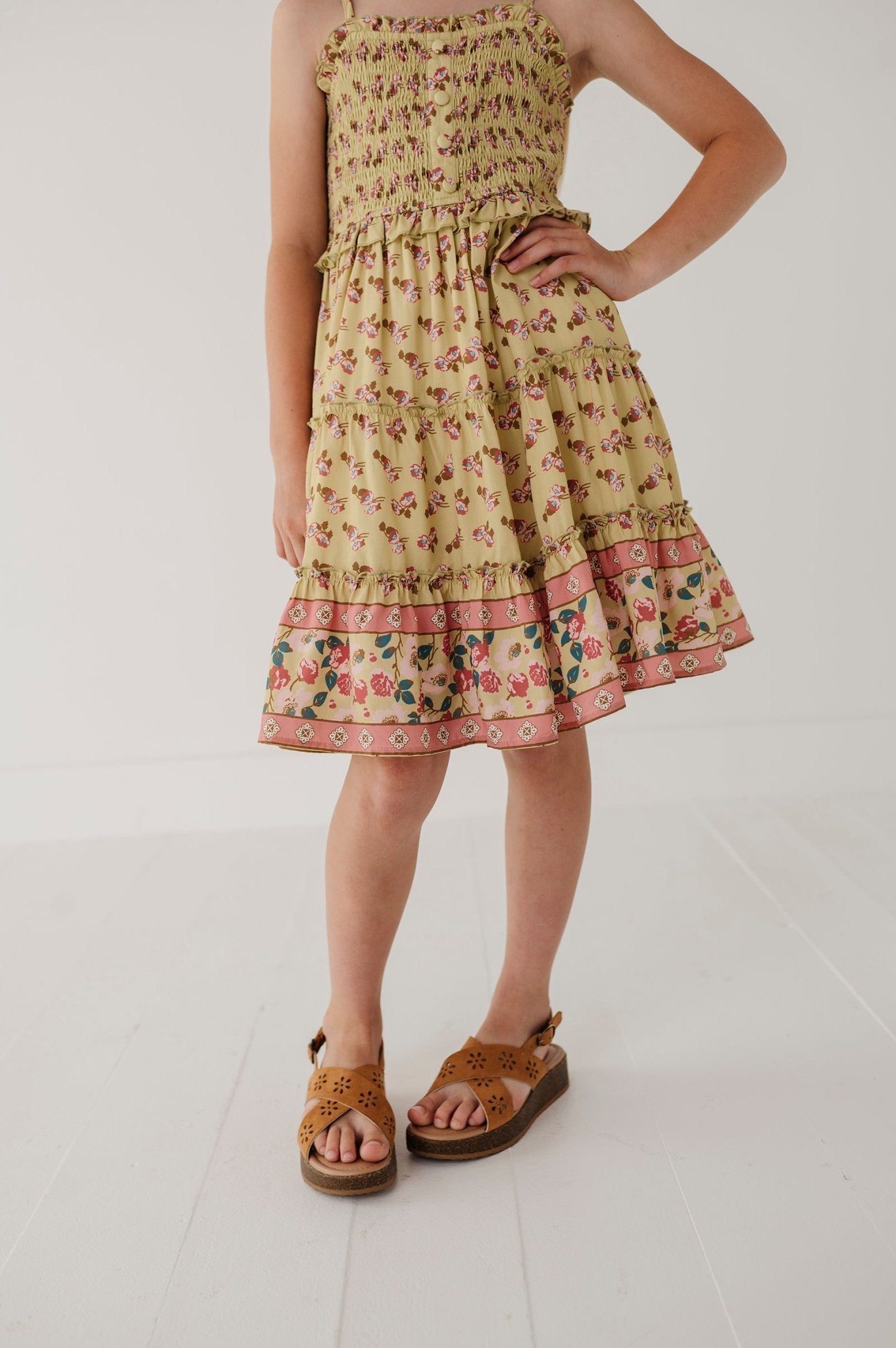Smock Button Front Tiered Dress