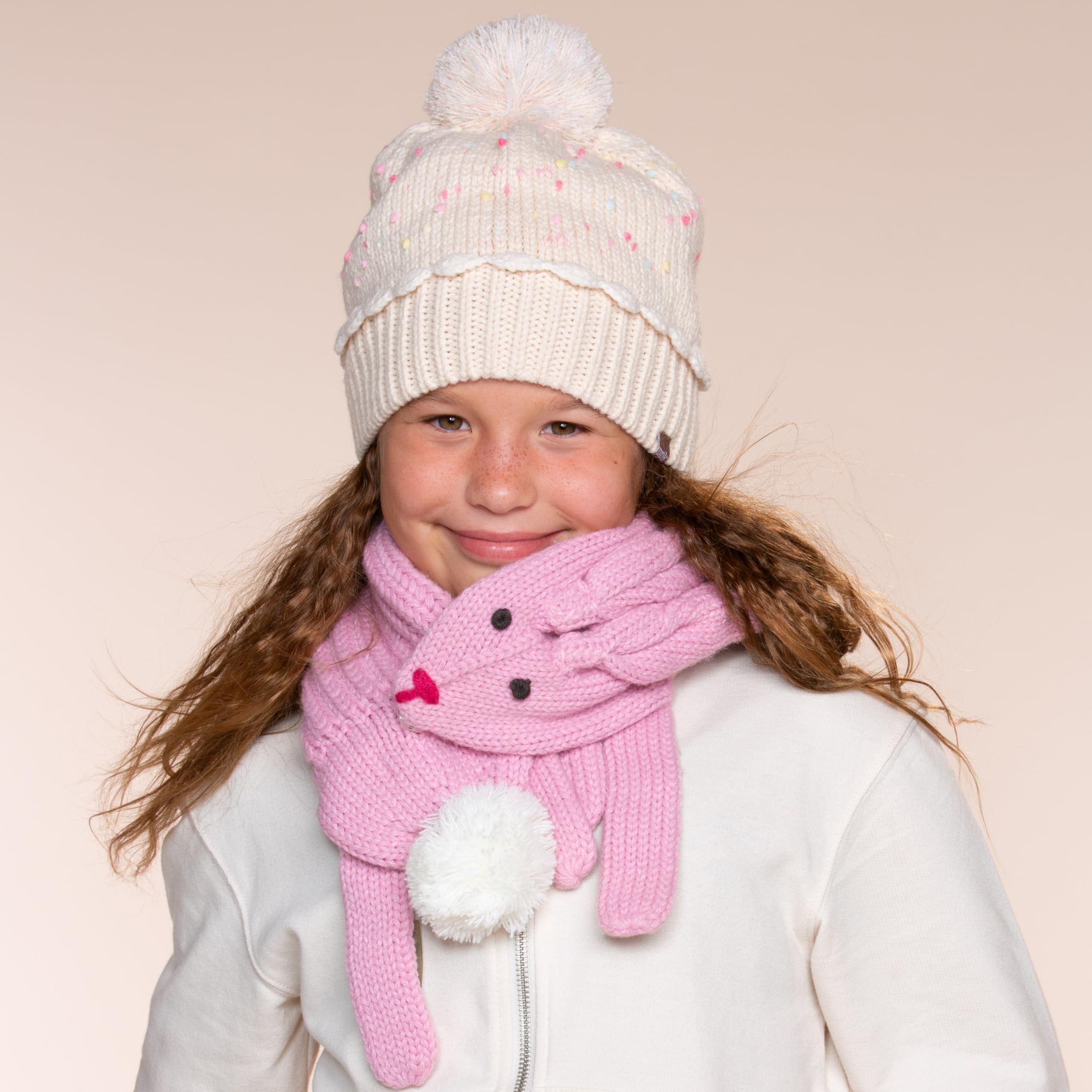 Cupcake Shaped Knit Beanie Hat 2-pc Set With Mittens, For Toddler, Girls 2-6 Y, Cute Novelty Design