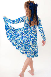 Dainty Blue Bamboo Twirl Dress