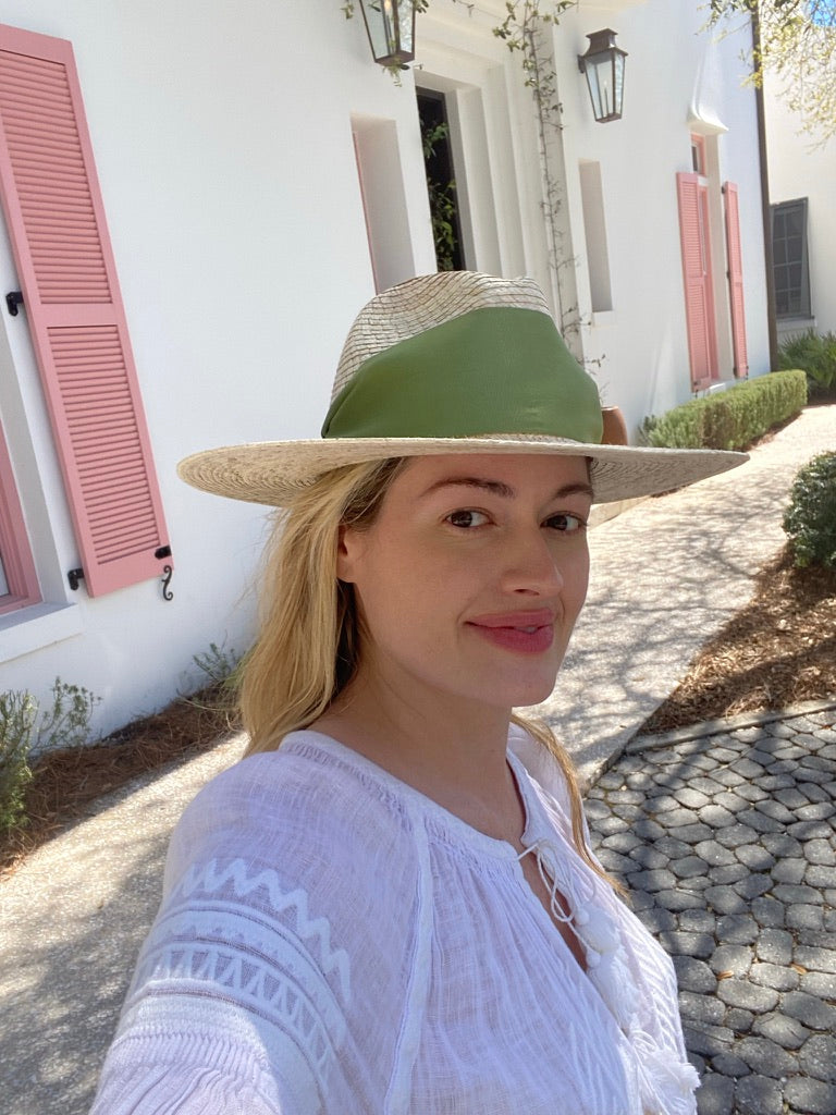 Zinnia Sun Hat - Blue Thistle Block Print Hat Scarf