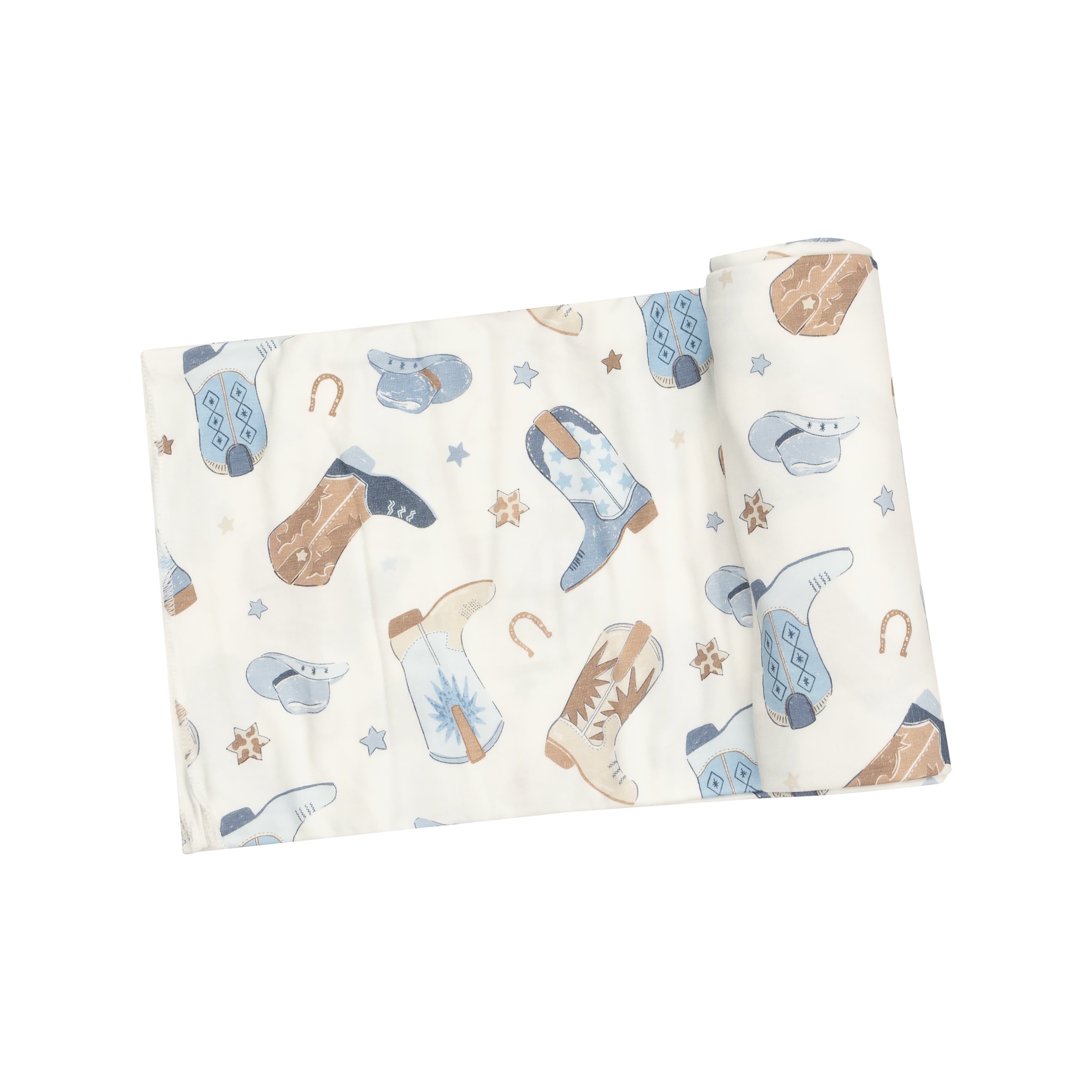 Swaddle Blanket - Cowboy Boots Blue