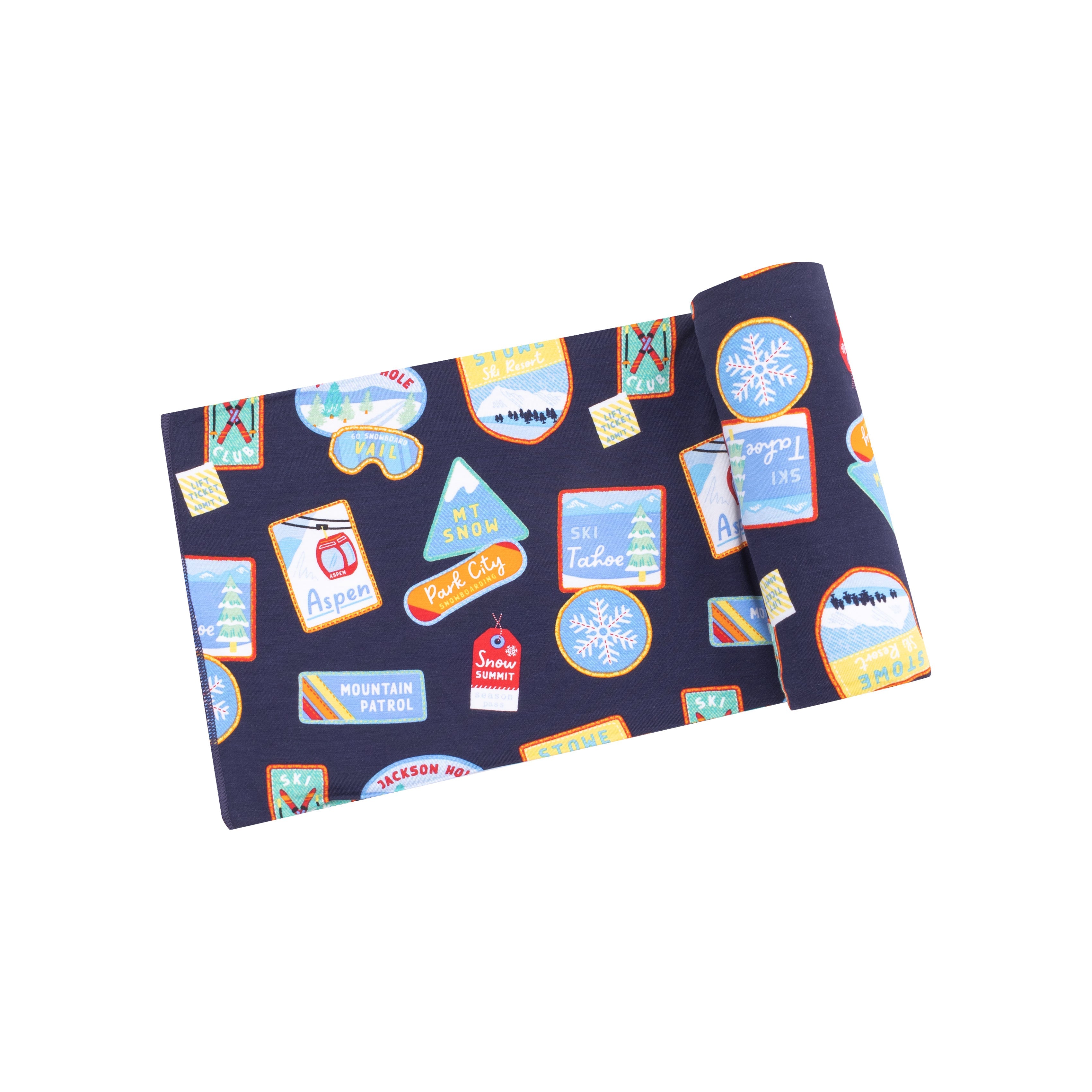 Swaddle Blanket - Vintage Ski Patches