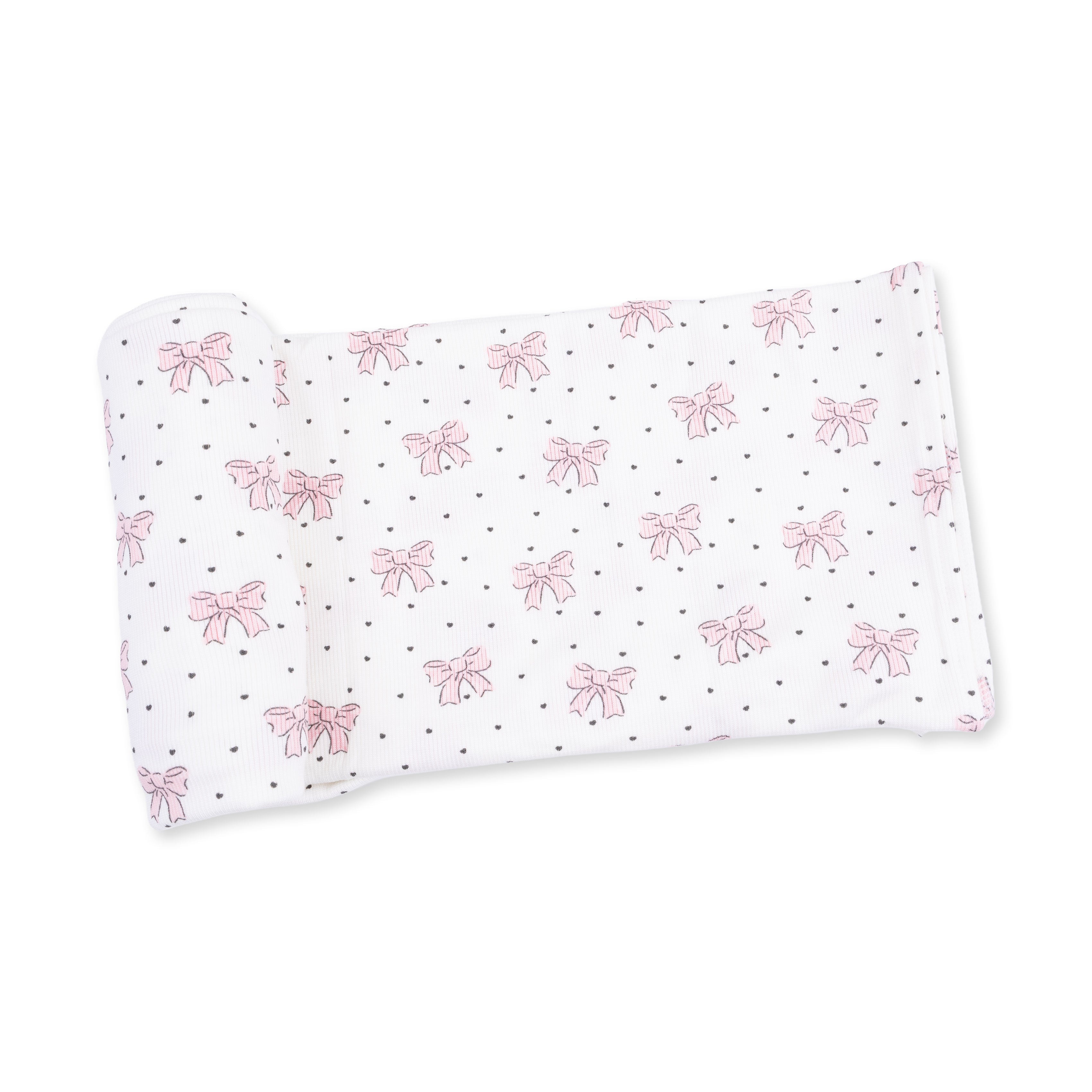 Bows And Hearts - Swaddle Blanket