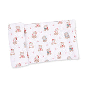 Christmas Teddy Bears Pink - Swaddle Blanket