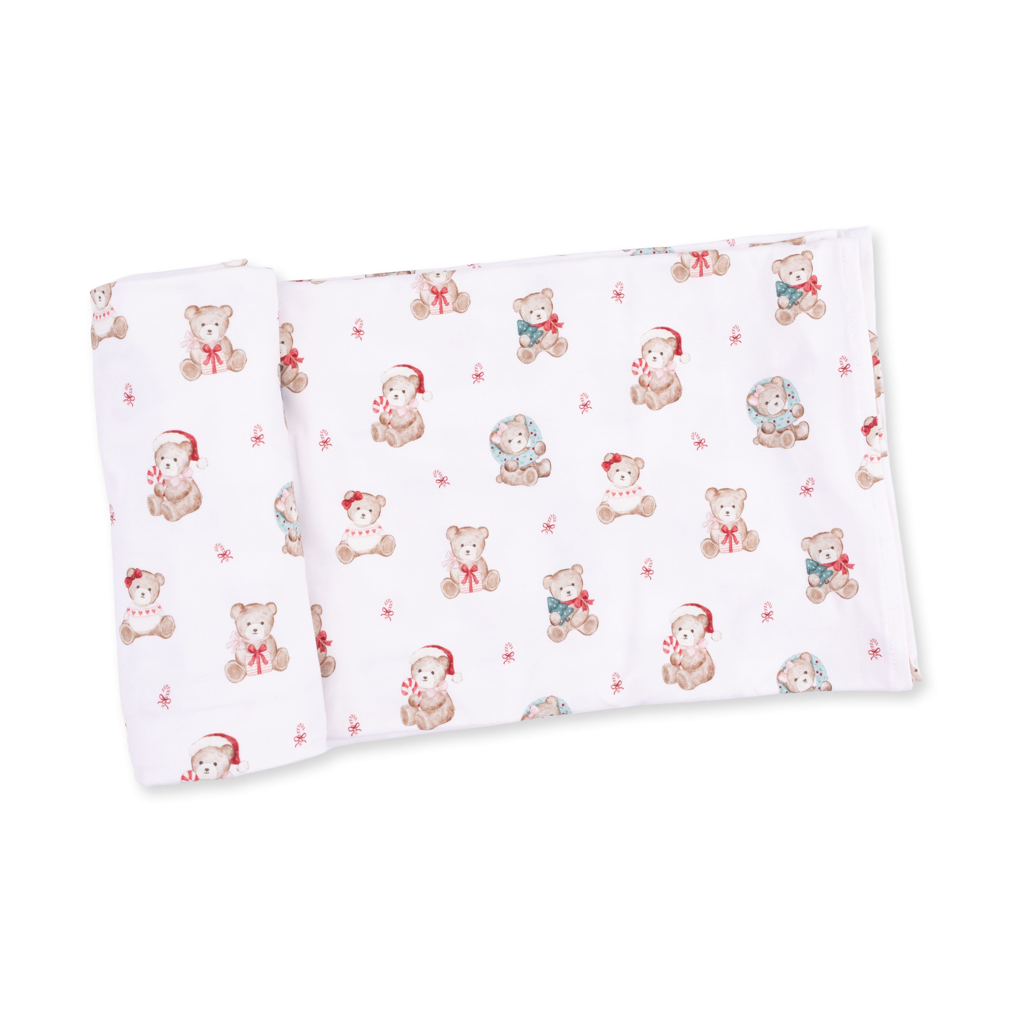 Christmas Teddy Bears Pink - Swaddle Blanket