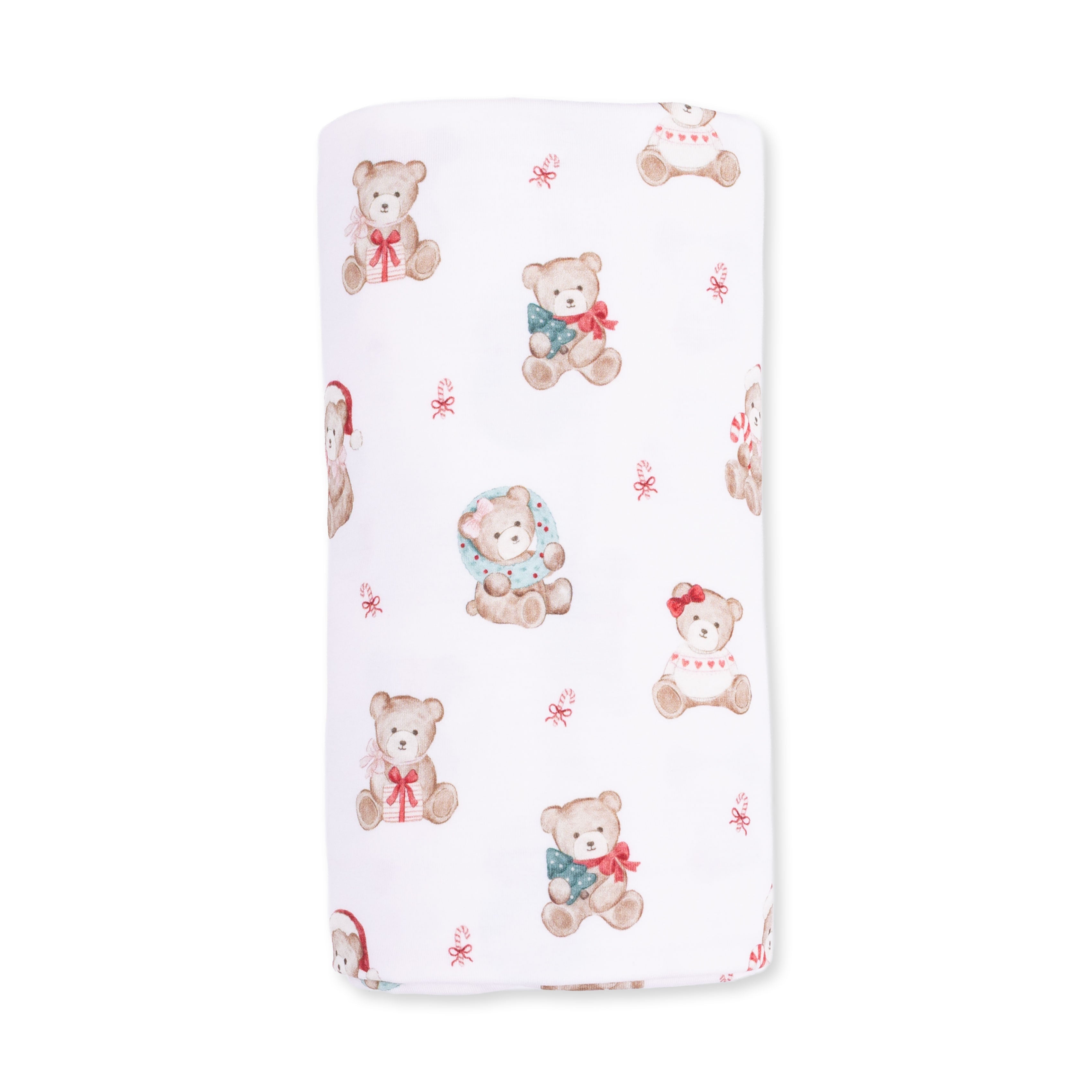 Christmas Teddy Bears Pink - Swaddle Blanket