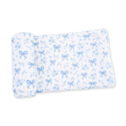 Blue Bows And Flowers - Swaddle Blanket